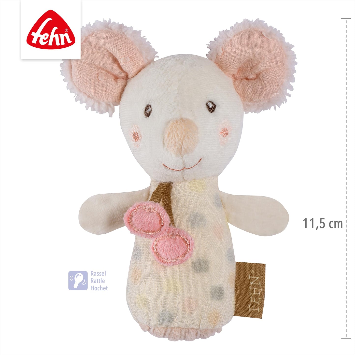 Fehn Mini-Rassel Otter – Mini-Greifling zum Rasseln, Fühlen, Spielen mit kuschelweichem Stoff-Tier – ein treuer Begleiter für Babys und Kleinkinder ab 0+ Monaten