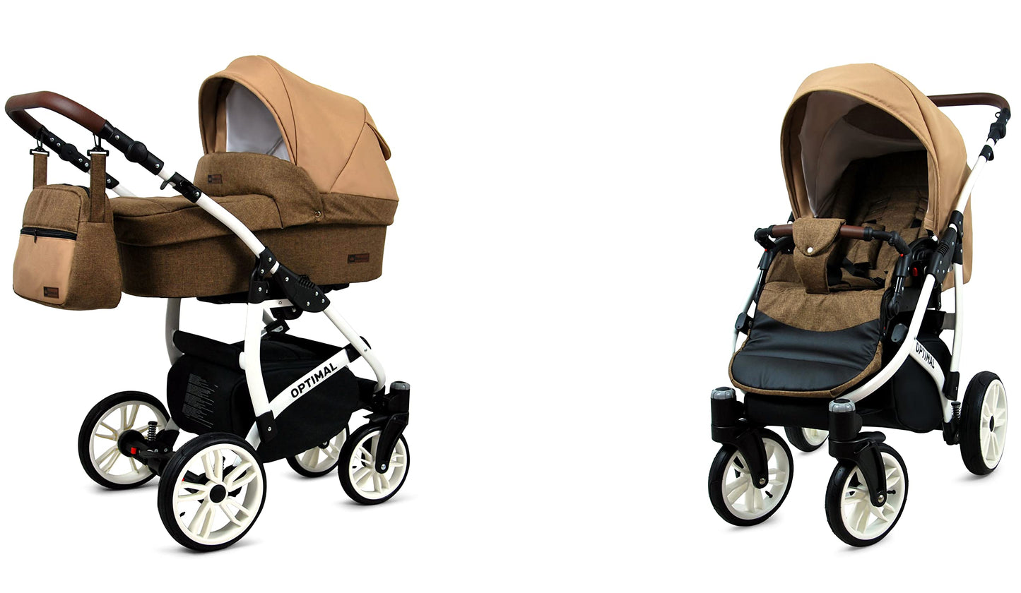 BabyLux® Kinderwagen Set 4 in 1 - Optimal - incl. Babywanne, Buggy Sportsitz, Auto-Babyschale, ISOFIX-Basisstation - Autositz - Kinderwagenset - Kombikinderwagen mit Wickeltasche usw.
