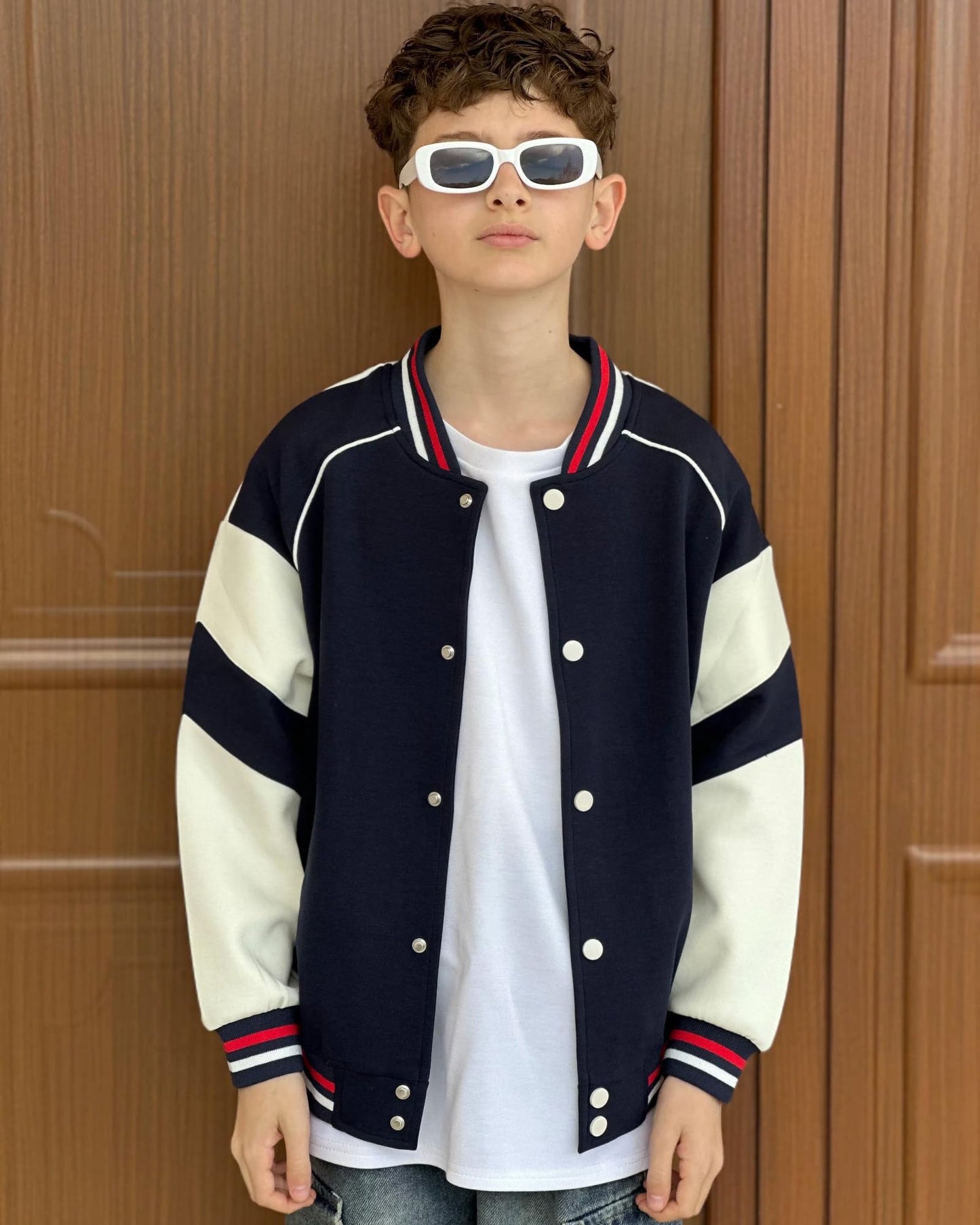 Rolanko Girls Baseball Jacket Boys Varsity Style Sweat Jacket with Pockets for School Bomber Coat for Children