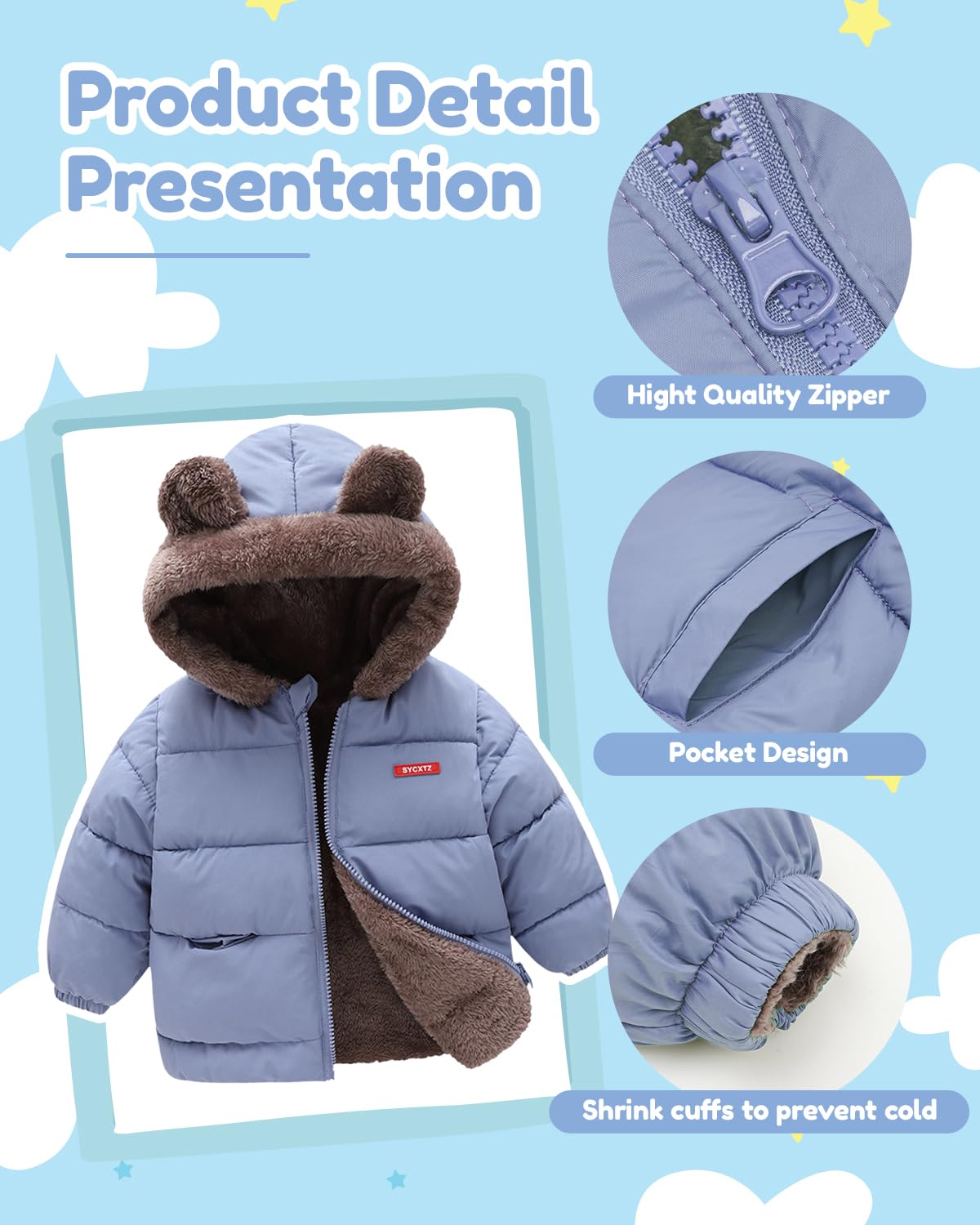 Baby Winter Fleece Coat Kids Boys Jacket Outwear Girls Padded Clothing