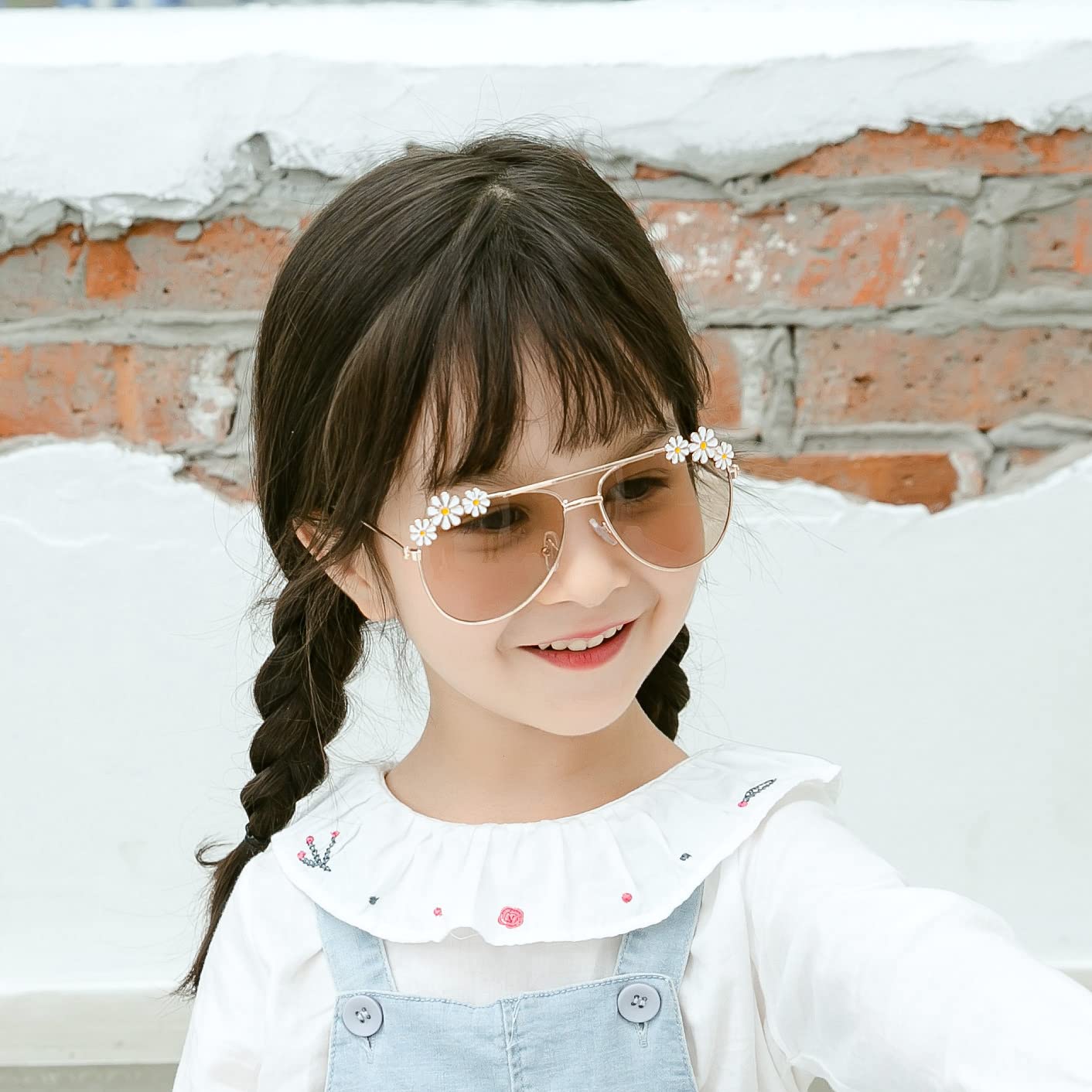Hifot Sonnenbrille Kinder für Mädchen, Kinder Pilotenbrille mit Edelstahl Metall Gestel Kleinkind Sonnenbrille Kinder Sonnenbrillen 3-12jahre