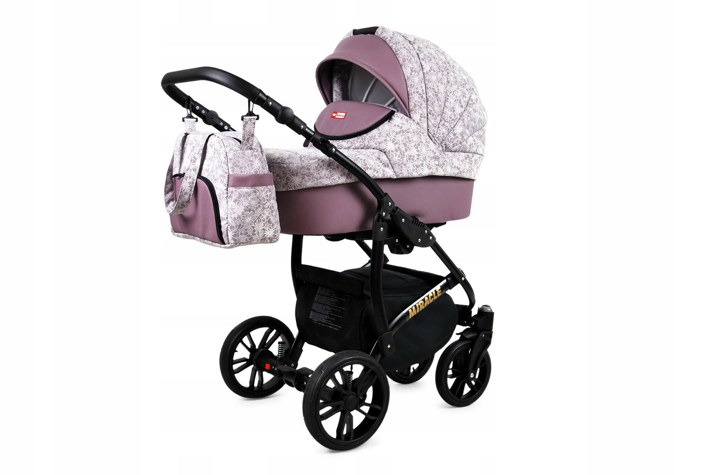 BabyLux Miracle 2-in-1 Baby Pushchair Deep and Pushchair with Accessories Adjustable and Foldable Aluminium Construction Waterproof Non-Removable Wheels Gold Leaf