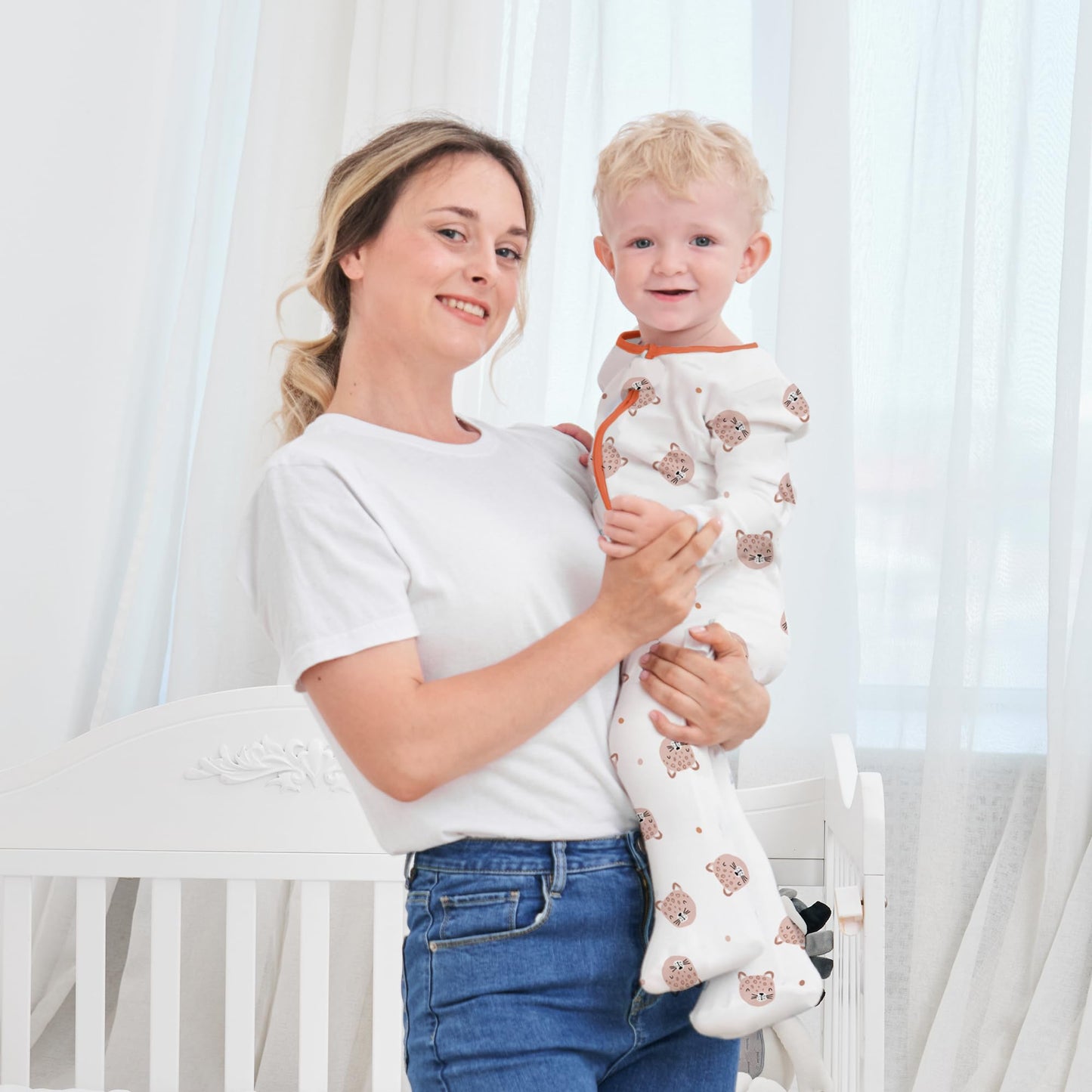 Newborn Baby Boys Girls Rompers with Foot Baby Pajamas One-Piece Long Sleeve Jumpsuit Infant Spring Autumn Bodysuit, 3 Pack