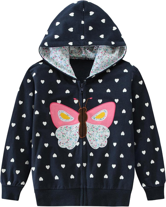 EULLA Children's Girls' Zip Up Hoodie Sweat Jacket Hooded Jacket Hooded Jacket Hoodie Long Sleeve Cotton Unicorn Pullover Hoodie Sweatshirt with Zip 92 98 104 110 116 122