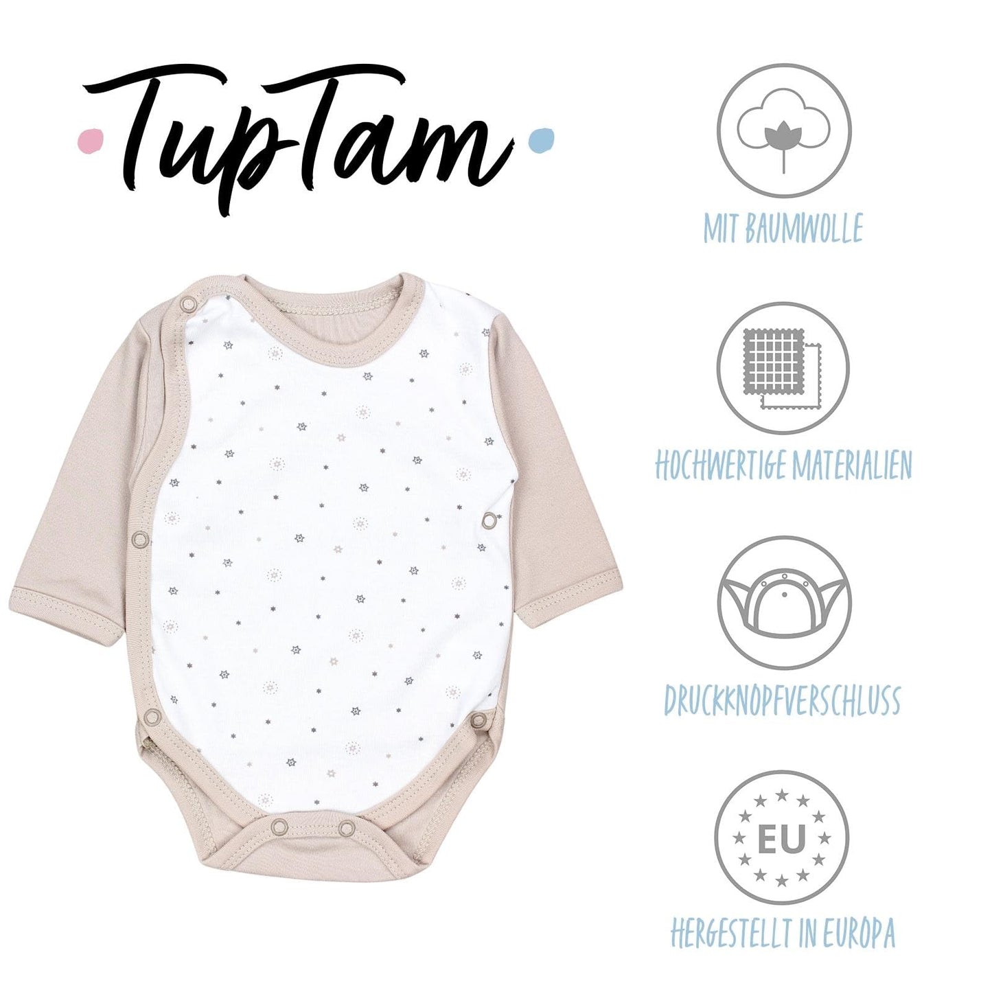 TupTam Baby Kleidung Set Jungen Langarm Bekleidung Neugeborene Füßlingen Hose Body Strampler Mütze 5 tlg