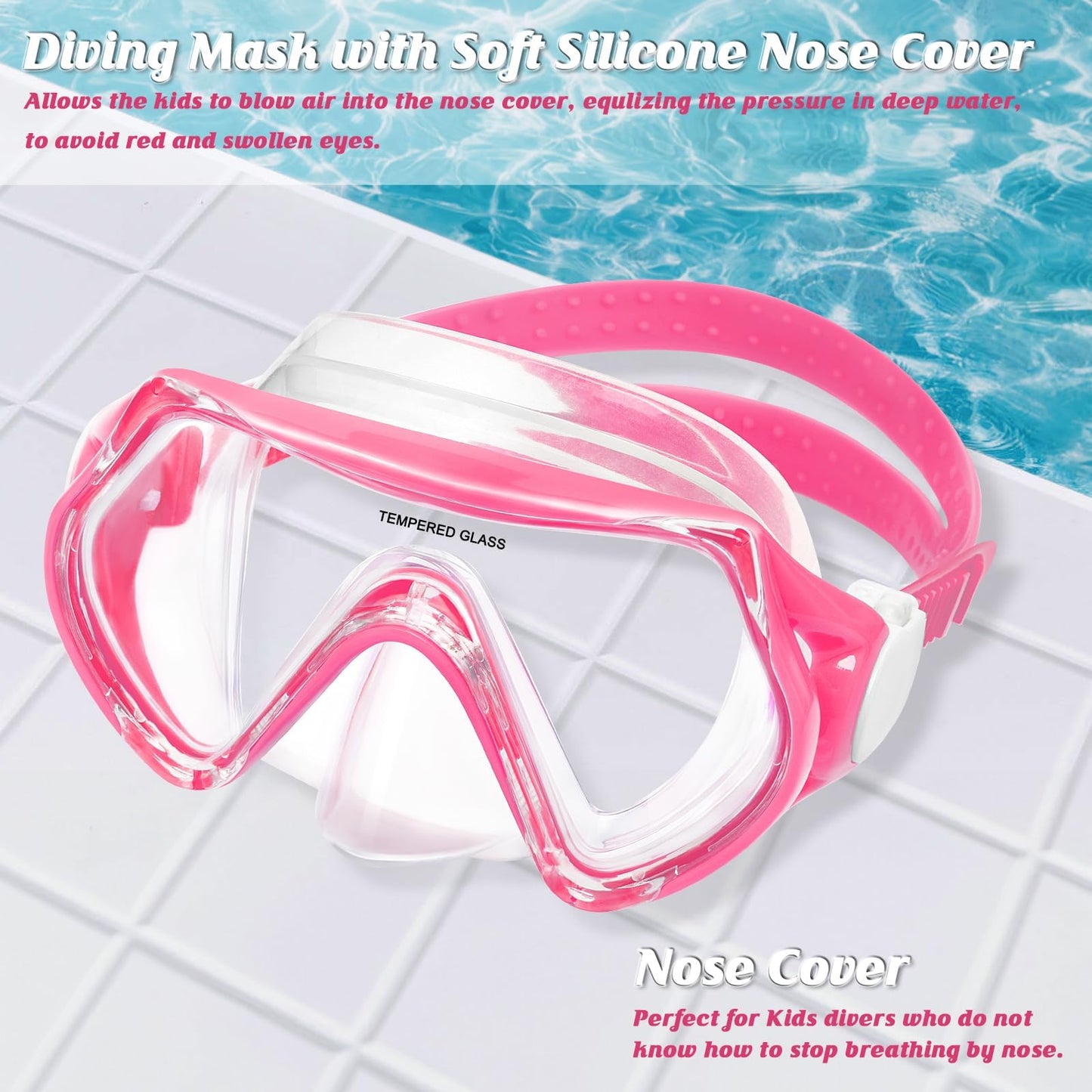 WOVOKA Taucherbrille Kinder, Schwimmbrille Kinder für 4-12 Jahre, Tauchmaske Schnorchelmaske Nasenabdeckung 180°Panorama HD Anti Nebel Anti-Leck für Jungen Mädchen Jugendliche