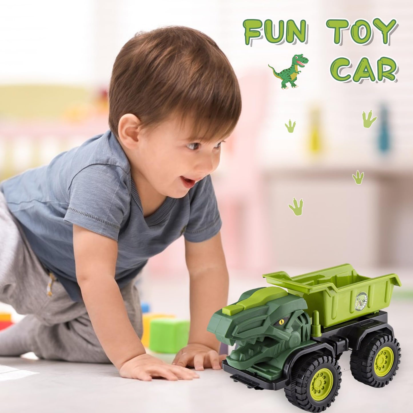 Baustellenfahrzeuge ab 3 Jahren, Set mit 3 Dinosaurier-Sandgruben-Spielzeugset mit Bagger, Transporter, Muldenkipper, robustem Sandspielzeugfahrzeugen Auto, geeignet als Sandspielzeug für Kinder ab 2+ (01)