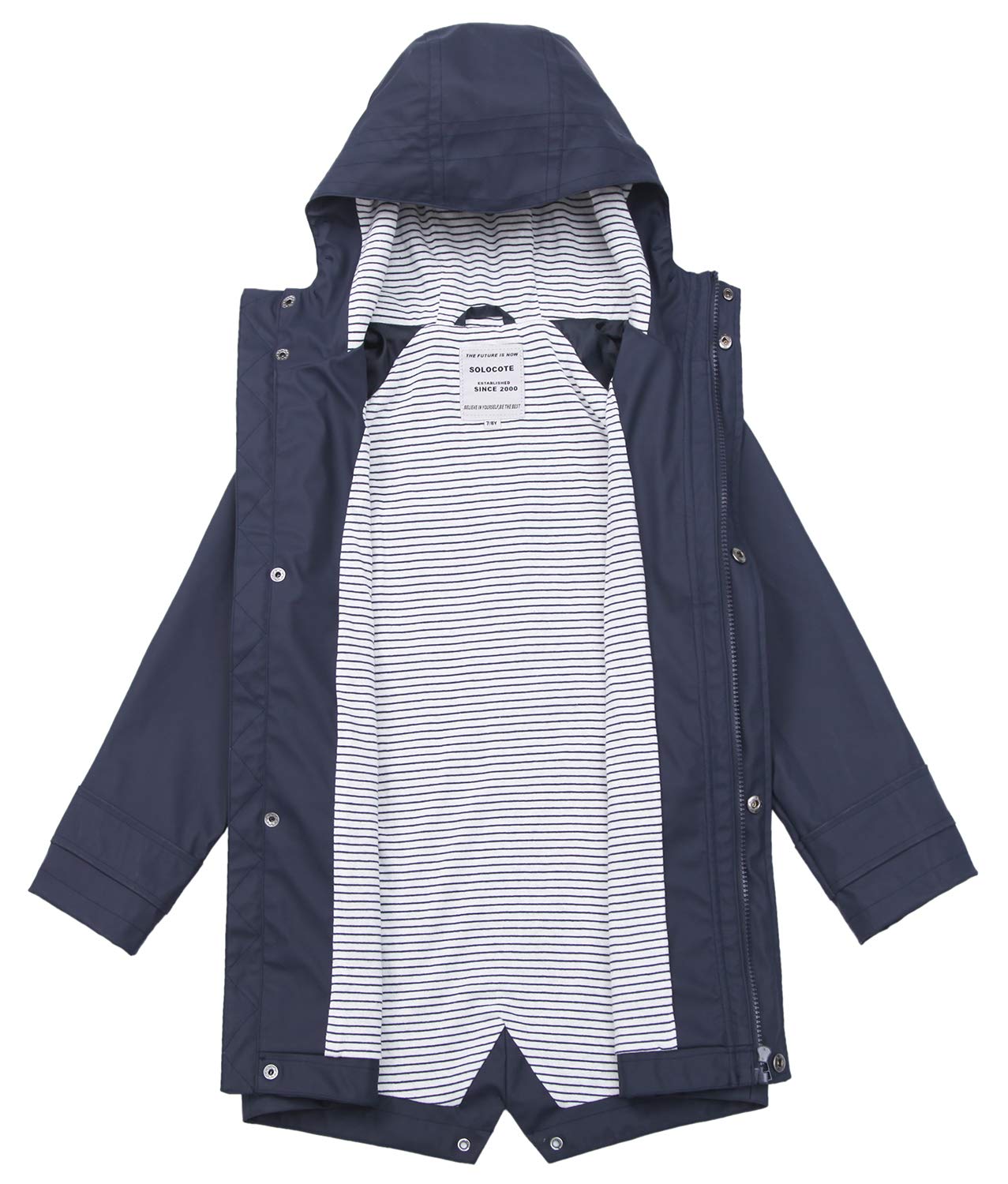 SOLOCOTE Kinder Regenjacke mit Kapuze gefüttert Gummi Regenmäntel für Mädchen Jungen Wasserdicht Winddicht Größe