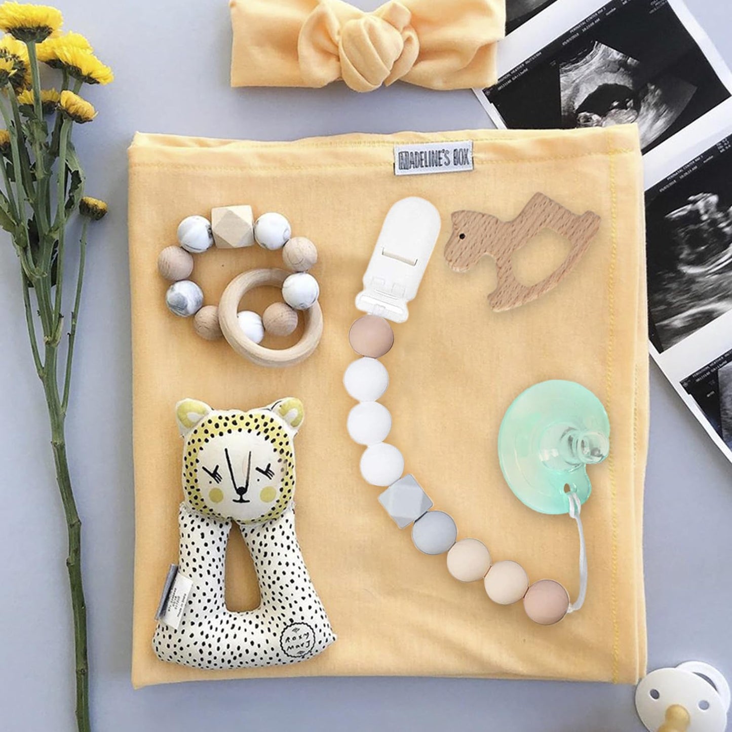Schnullerkette aus Silikon,Schnullerband für Babys MäDchen und Junge,BPA-frei Sicherheitsgurte für Spielzeug,Einteiliger Schnullerhalter und Beißringspielzeug,2er-Pack (Leopard + Khaki)