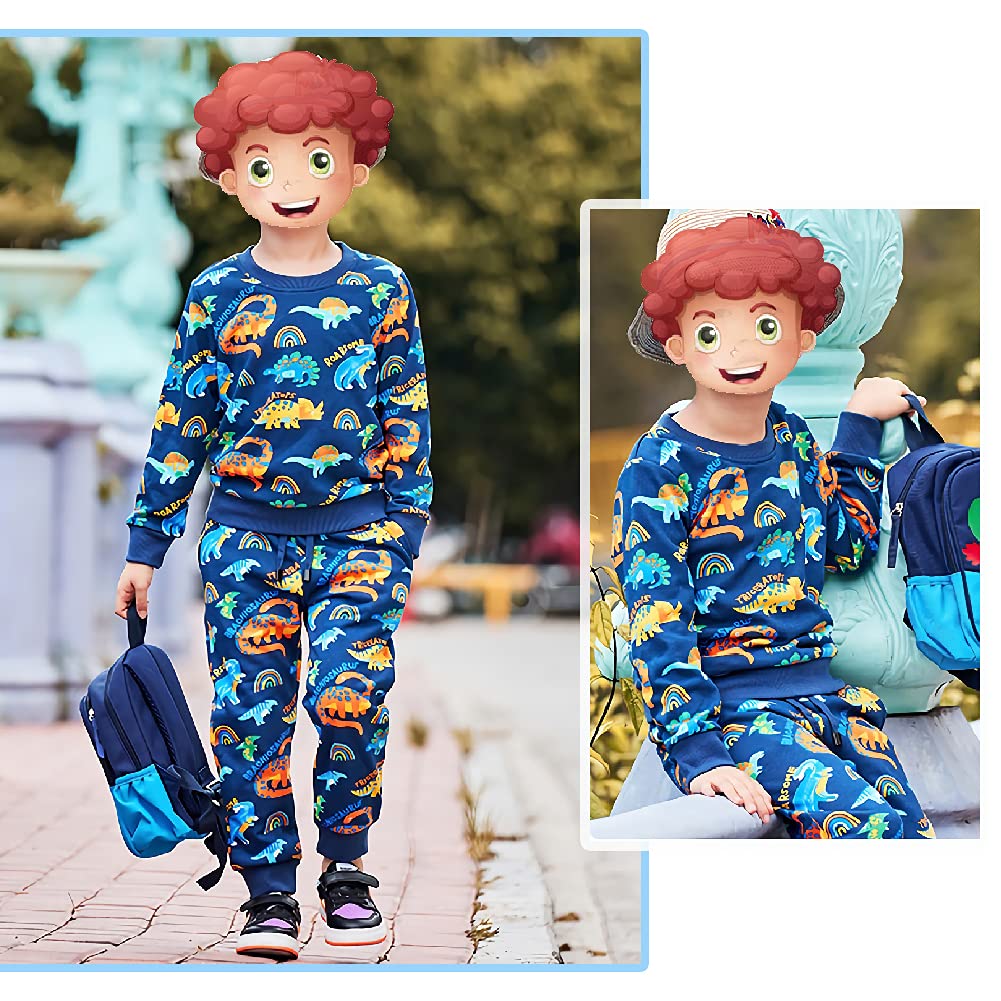 EULLA Children's Boys' Pullover Sweatshirt Long Sleeve Cotton Dinosaur Excavator Tractor Planets Winter Tops 1-7 Years 92 98 104 110 116 122