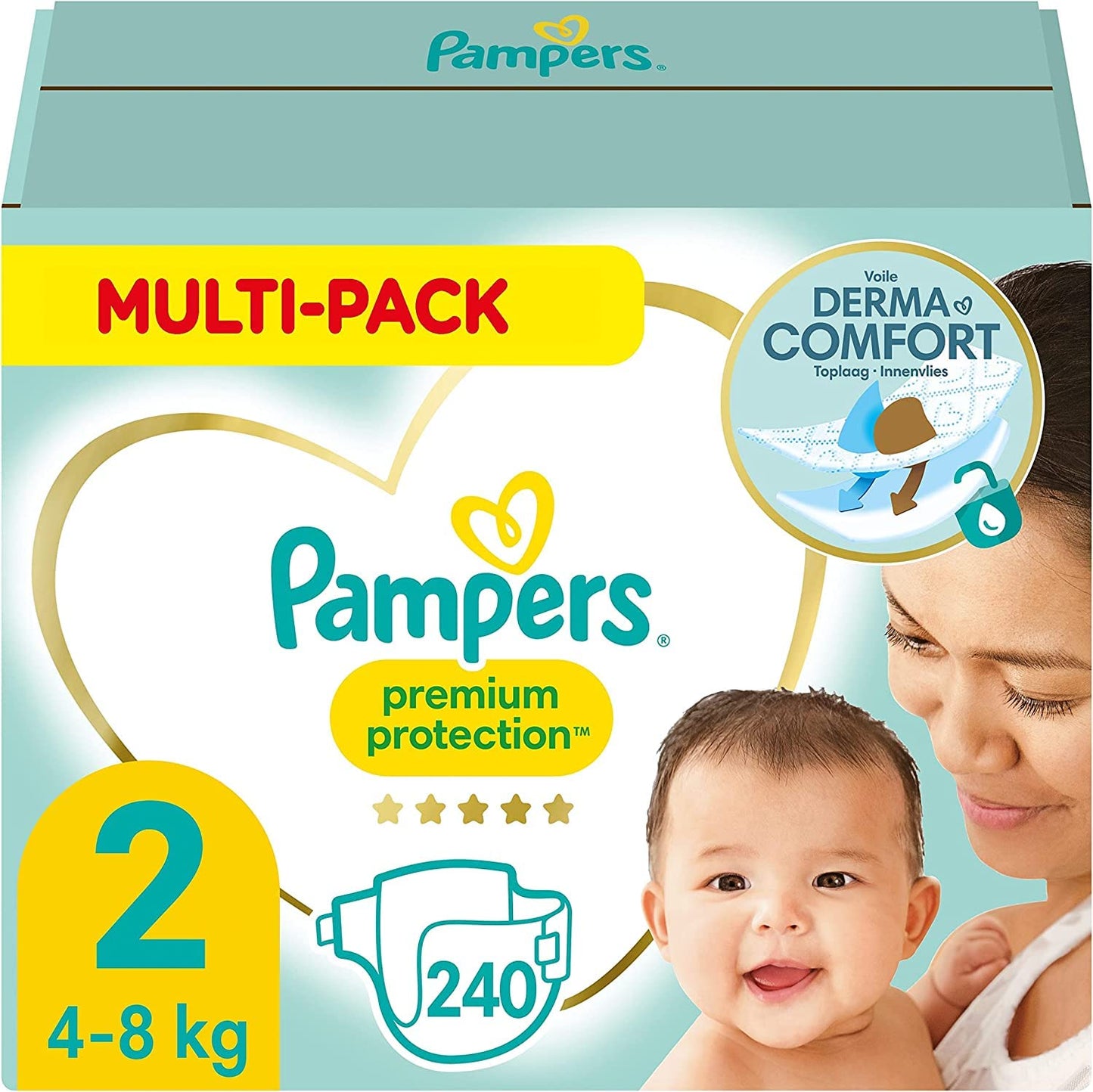 Pampers Premium Protection Größe 6, 144 Windeln, 13kg-18kg, Doppelter Schutz für die Haut und vor Auslaufen