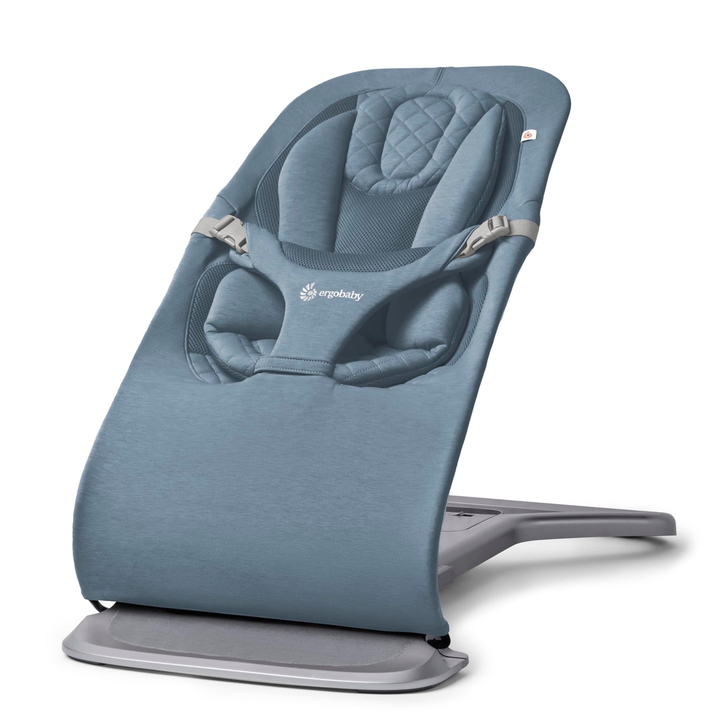 Ergobaby 3-in-1 Evolve Bouncer, Ergonomische Babywippe für Neugeborene ab Geburt bis zum Kleinkind, Babyschaukel mit Neugeboreneneinsatz (2,5 kg - 13,2 kg), Midnight Blue