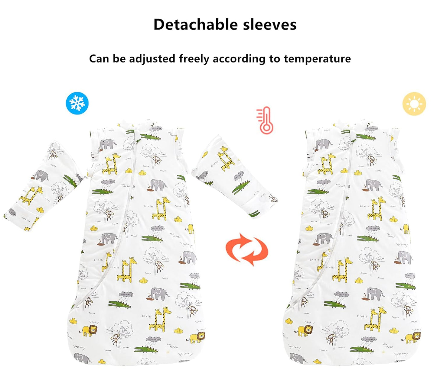 Chilsuessy Baby Sleeping Bag Winter, Removable Sleeves, Warm Lined 3.5 Tog Winter Sleeping Bags, Boys/Girls Sleeping Bag for Toddlers from 6 Months to 6 Years