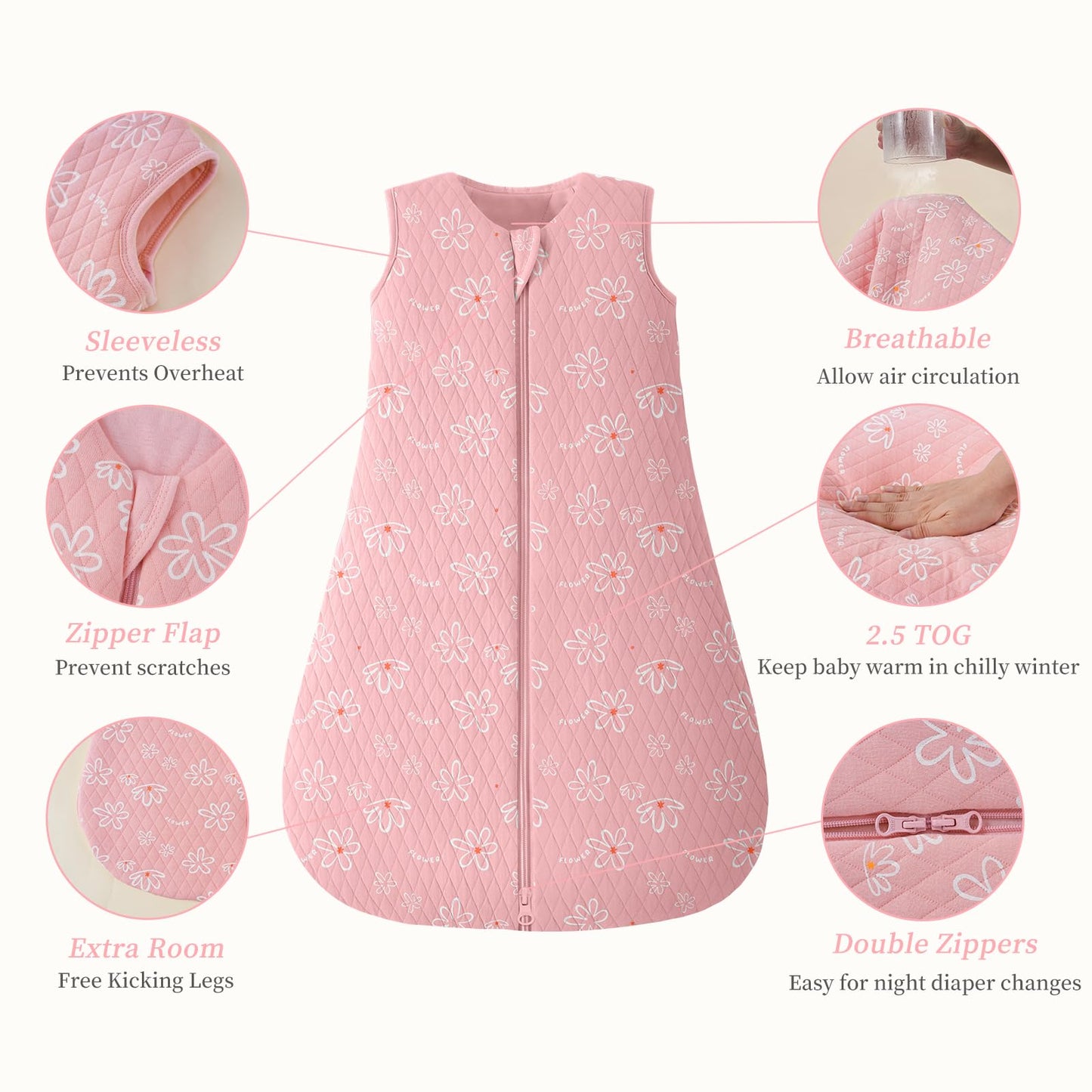 Looxii Baby Winter Sleeping Bag, Cotton, 2.5 Tog, Warm Winter Sleeping Bag, Soft Baby Sleeping Bag, Newborn in 6-12 Months, Perfect for Autumn, Winter