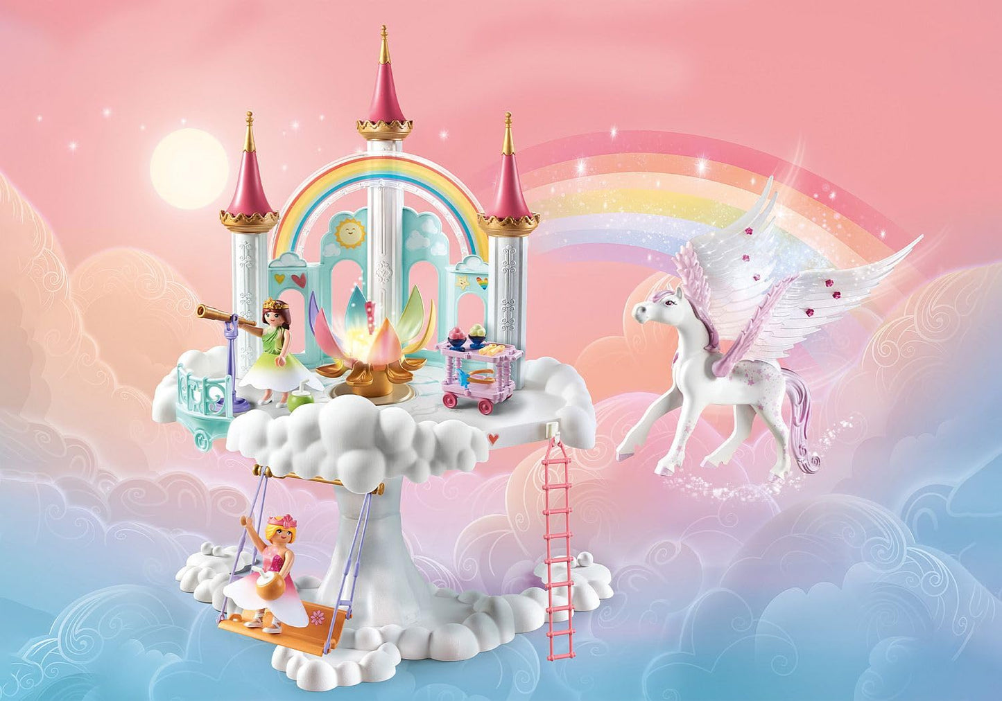 PLAYMOBIL Princess Magic 71360 Heavenly Baby Cloud, Magic Nursery in the Clouds, Includes Baby Cradle, Rocking Horse, Teddy Bear and More, Toy for Children from 4 Years