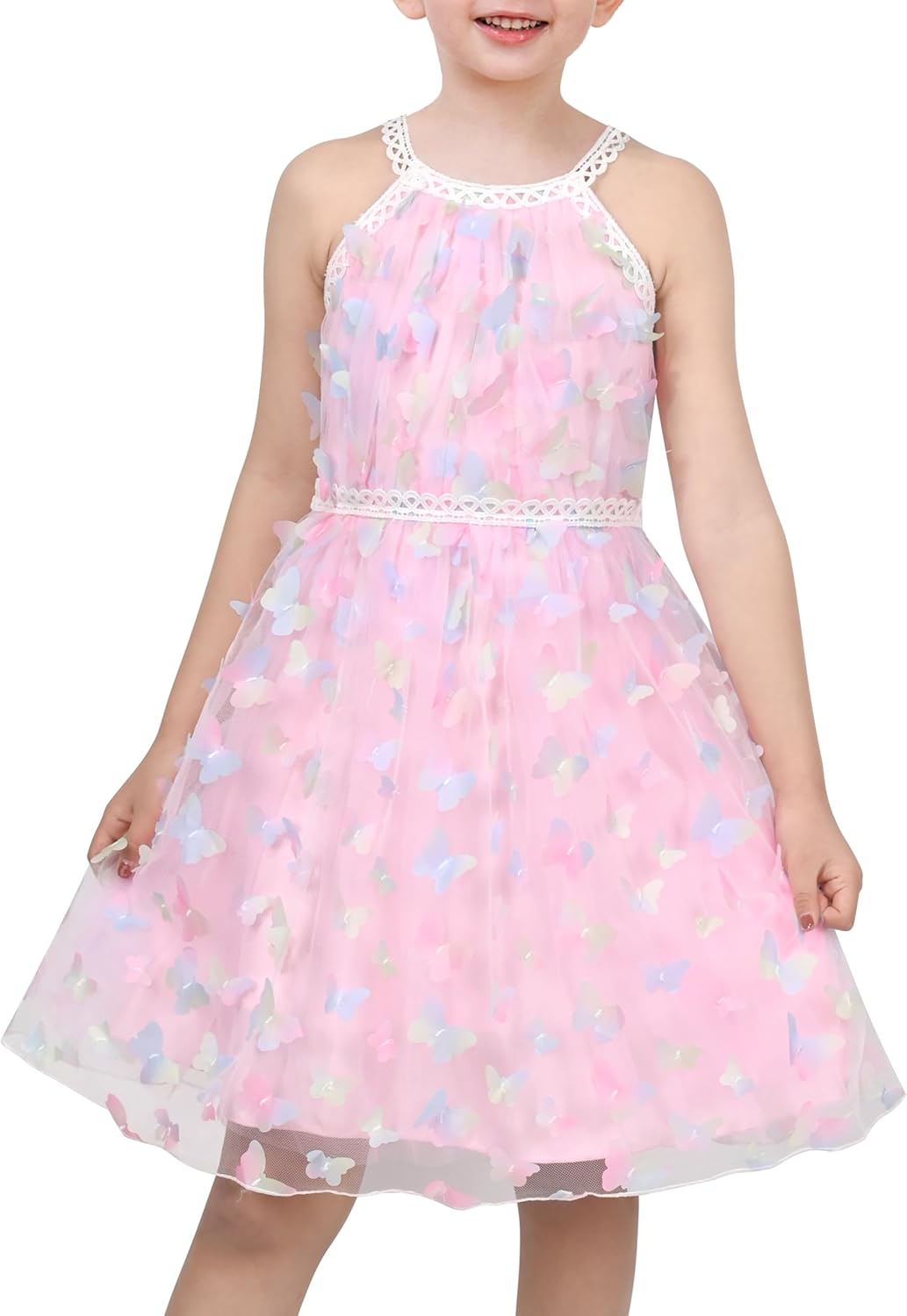 Sunny Fashion Mädchen Kleid Türkis Schmetterling Gestickt Halfter Kleid Party Gr. 104-146
