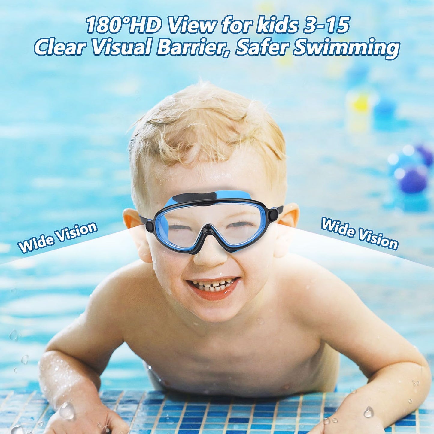 Moseem Schwimmbrille Kinder, 2 Stück Schwimmbrille 3-15 Jahre UV-Schutz,Anti-Nebel Kein Auslaufen Schwimmbrillen für Kinder, Mädchen, Jungen