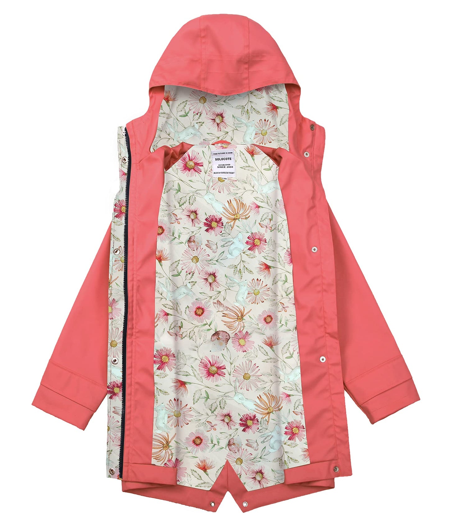 SOLOCOTE Kinder Regenjacke mit Kapuze gefüttert Gummi Regenmäntel für Mädchen Jungen Wasserdicht Winddicht Größe