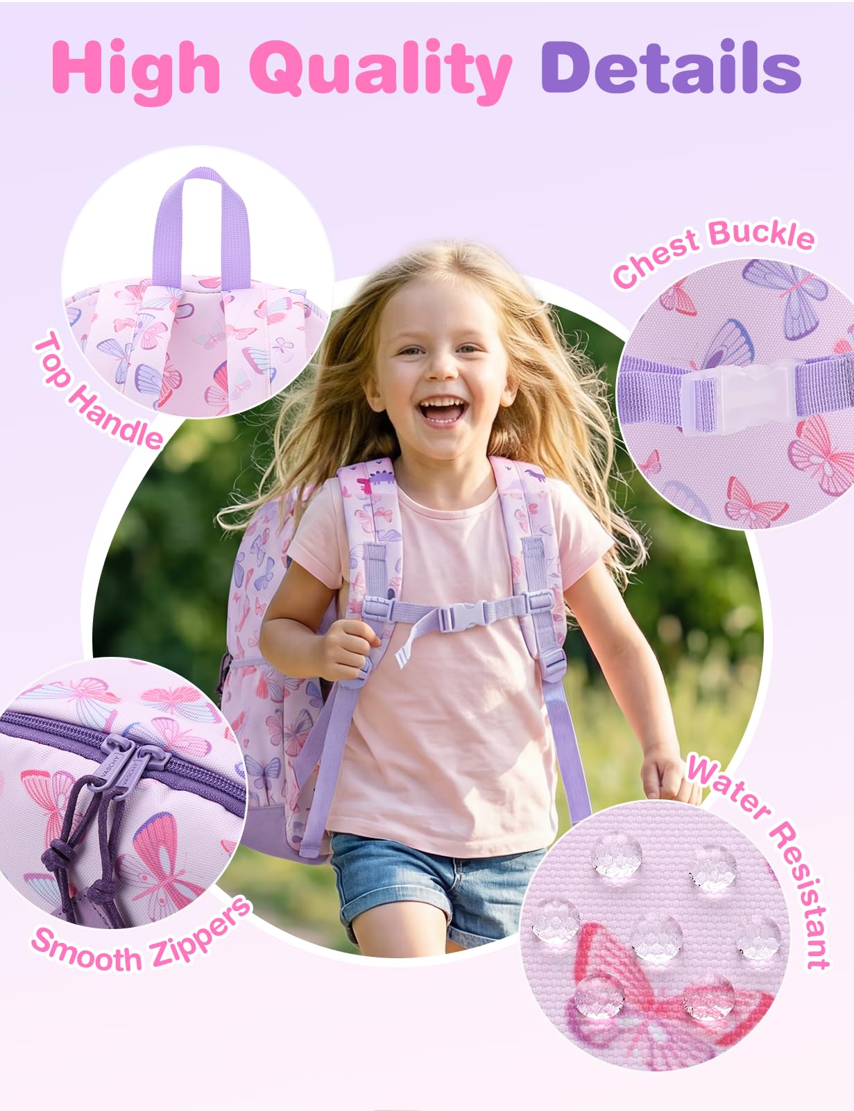 Rucksack für Mädchen, 4-6 Jahre, Schulrucksack mit Seitentaschen und Brustgurt, 127-Einhorn, one size, Niedlich