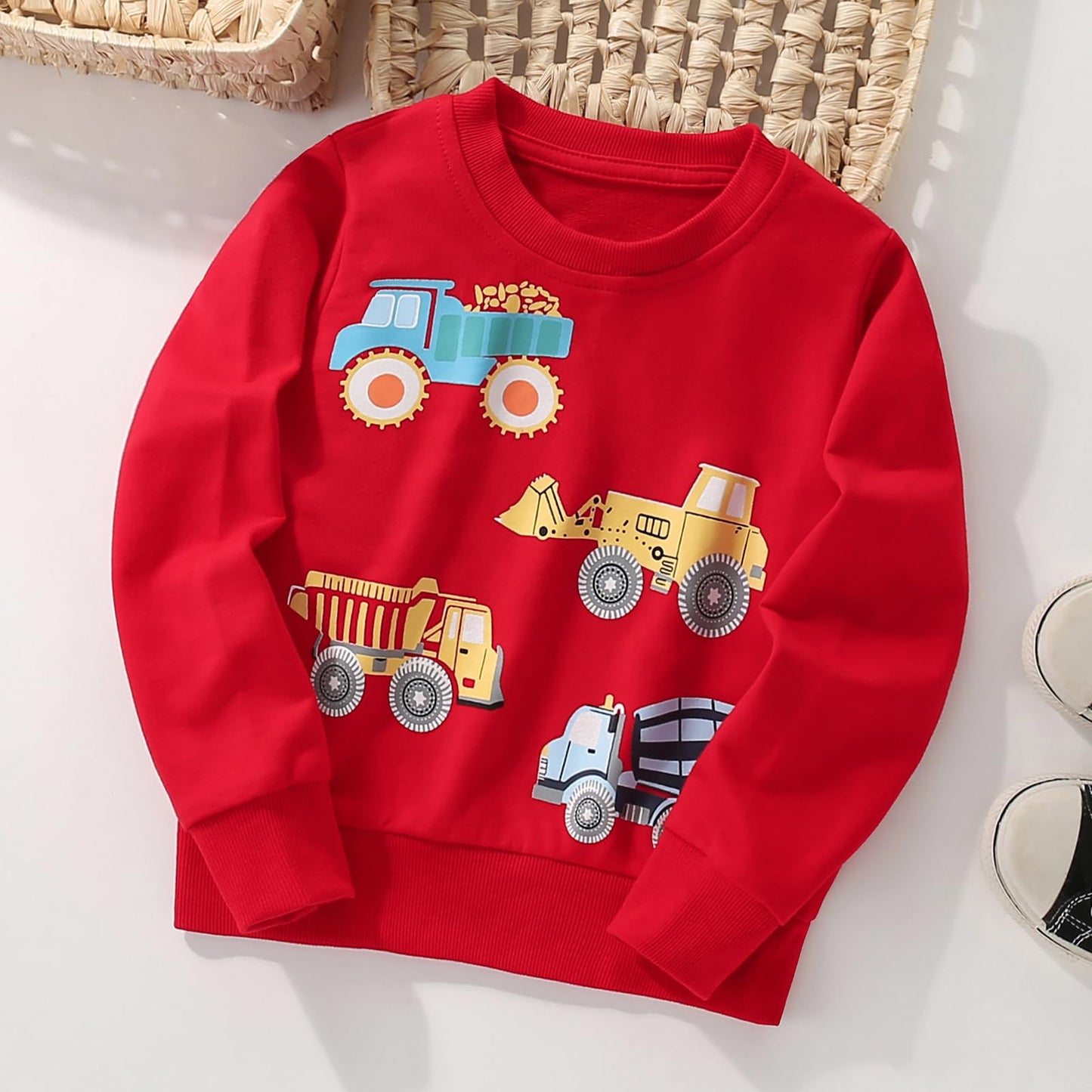 Pilipulu Sweatshirt Boys Kids Pullover Boys Cotton Long Sleeve Shirt Kids Dinosaur Digger Warm Tops 2-7 Years Size 92 98 104 110 116 122