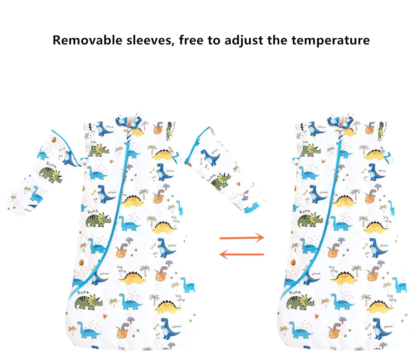 Chilsuessy Baby Sleeping Bag Winter, Removable Sleeves, Warm Lined 3.5 Tog Winter Sleeping Bags, Boys/Girls Sleeping Bag for Toddlers from 6 Months to 6 Years