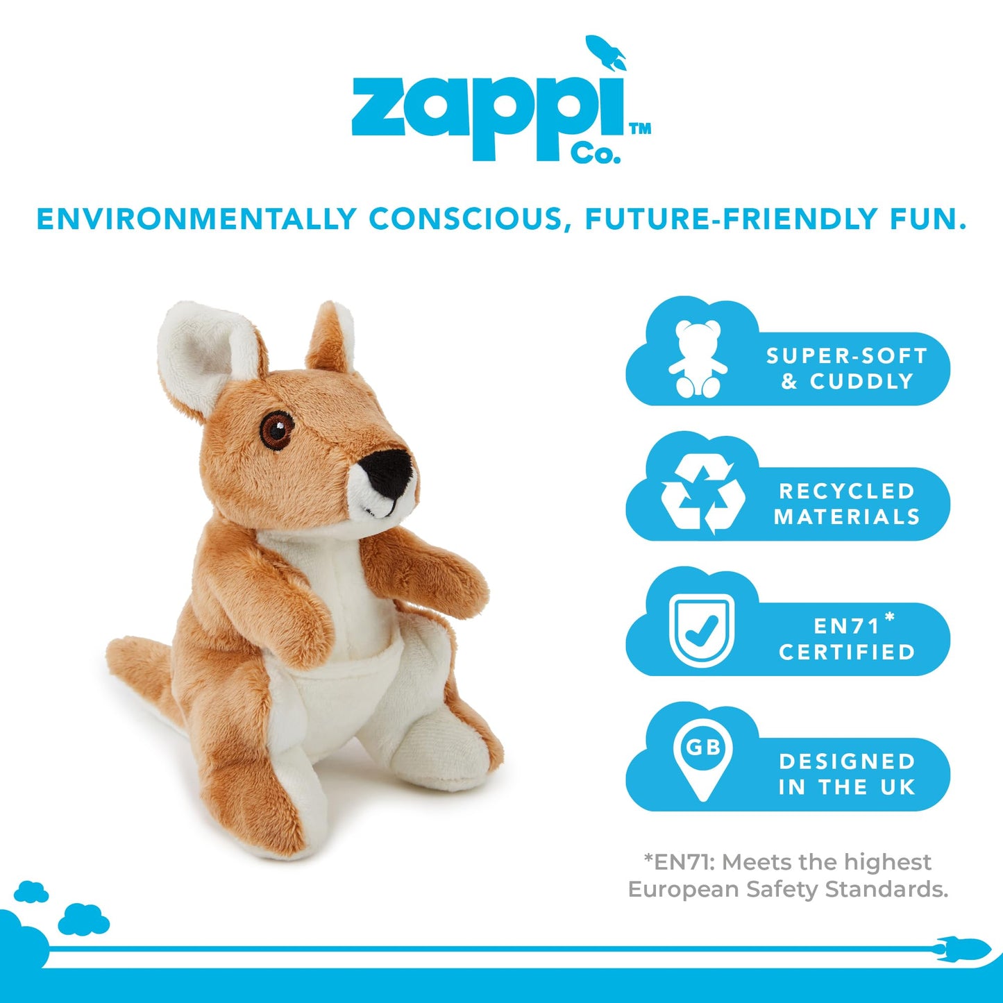 Zappi Co 100% recycelte Plüsch-Plüschtiere - Weiche und kuschelige Stofftiere, perfekte Begleiter für Kinder und Neugeborene (13-15cm) (Elefant)