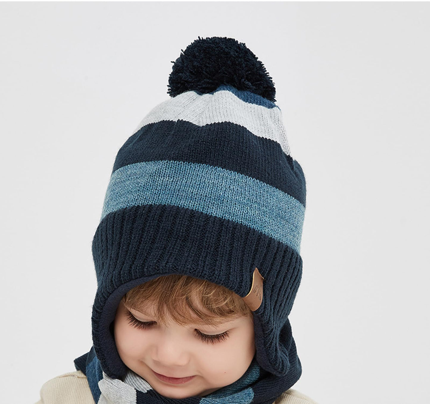 AHAHA Girls' Winter Hat, Earflap Beanie, Pompom Knitted Hats
