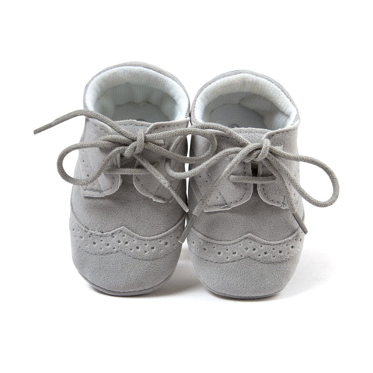 ESTAMICO Babyschuhe für Jungen – PU Schnürsenkel Lauflernschuhe Kleinkind Sneaker Grau 6-12 Monate