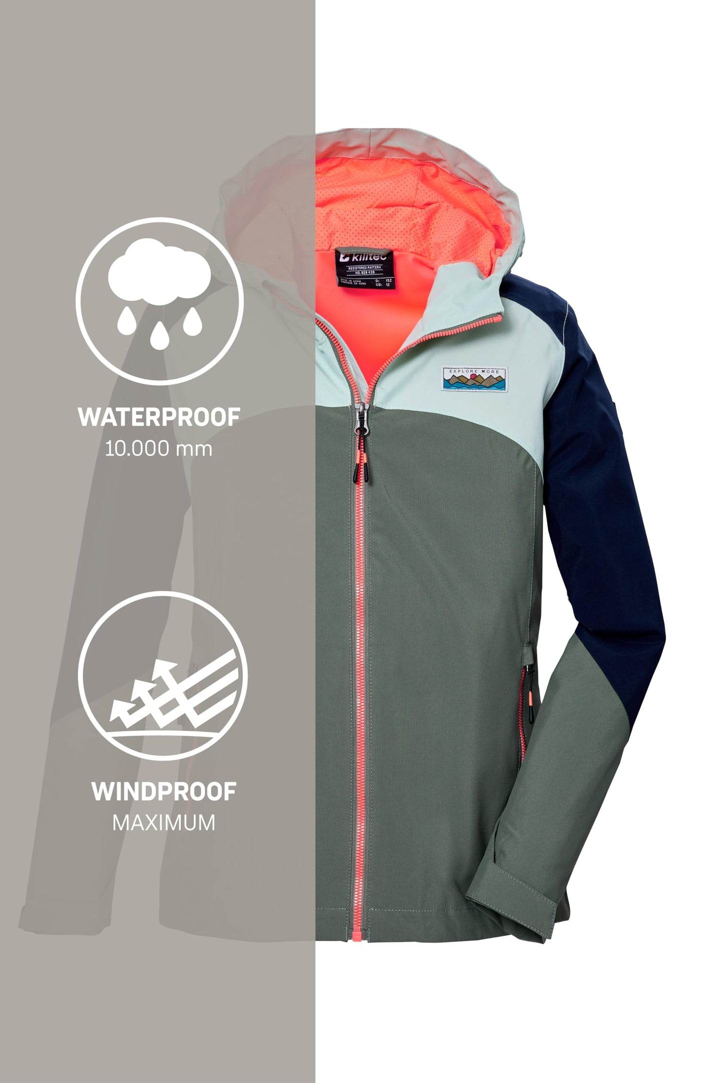 Killtec Girls Kos 150 Grls Jckt functional jacket is waterproof/rain jacket with hood