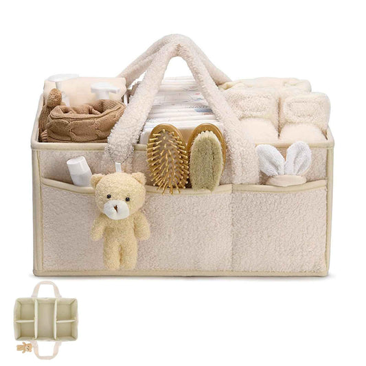 Changing Bag Organiser, Changing Table Organiser, Portable Changing Basket with Removable Compartments, Plush Changing Organiser with Handles, Baby Storage Basket for Changing and Baby Things