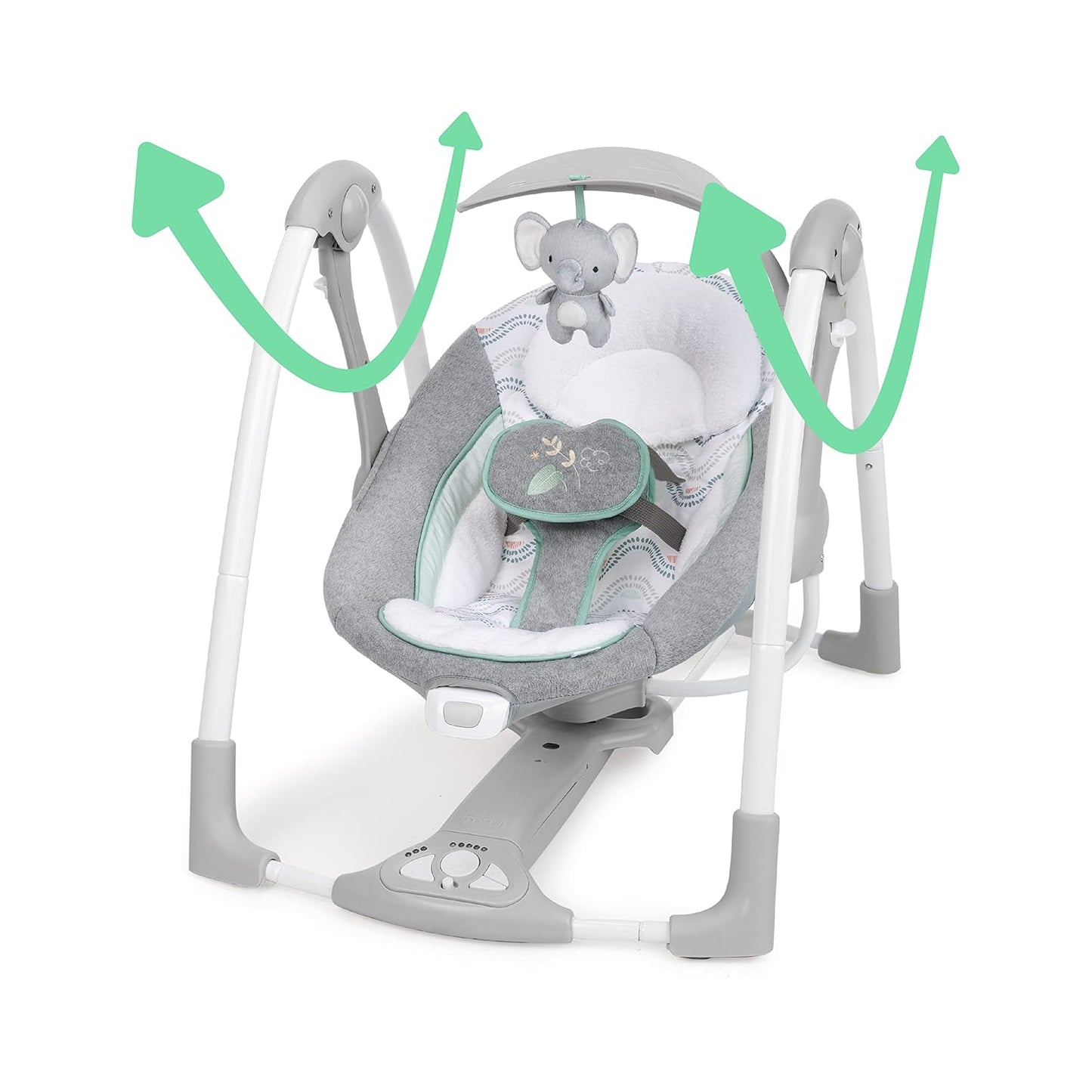 Ingenuity ConvertMe 2-in-1 Baby Swing & Rocker Baby Rocker Electric Portable Vibrations Nature Sounds 0-9 Months Max 9kg - Swell
