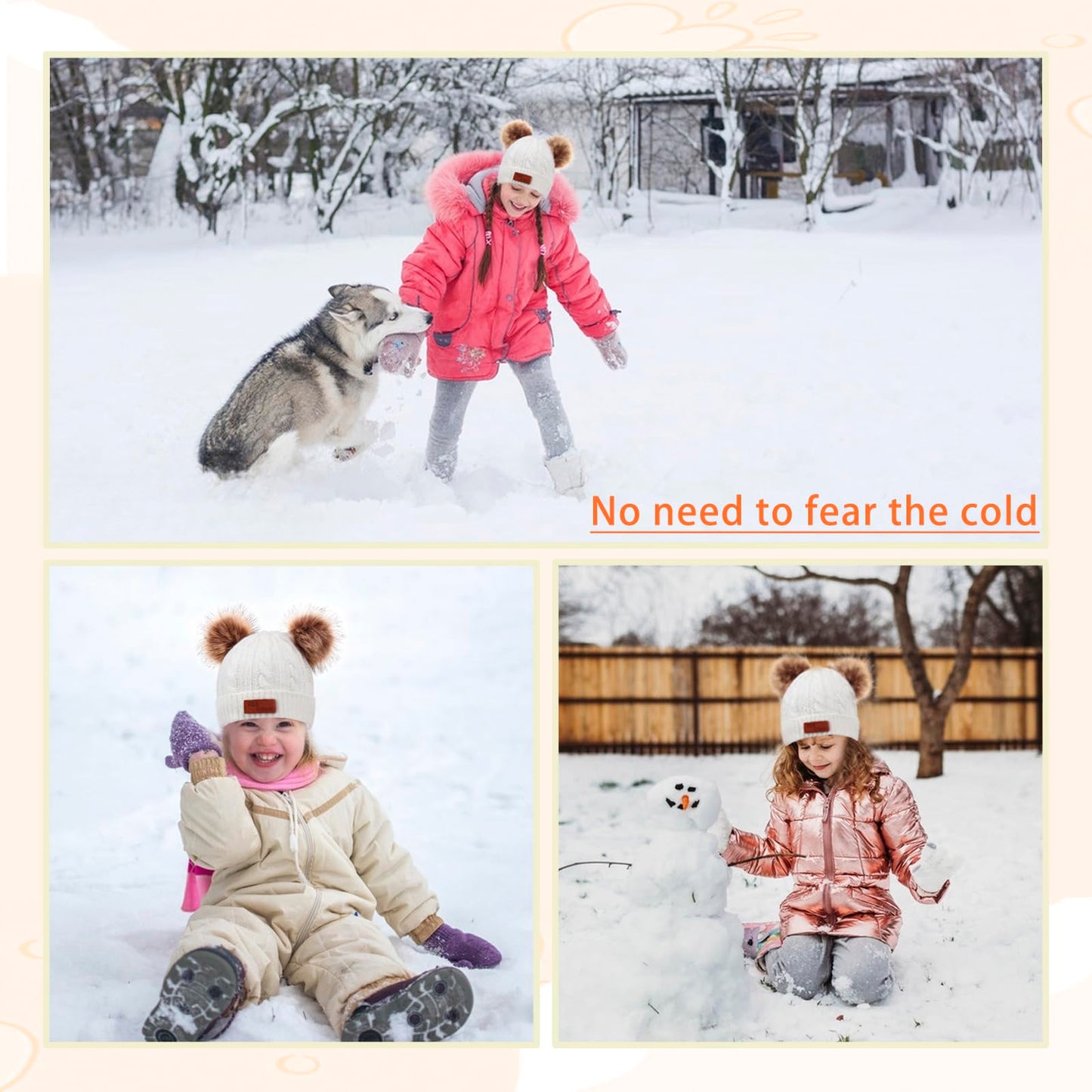 LINSOCLE 3-in-1 Children's Winter Hat Scarf Gloves Set, Knitted Hat Baby Hat Children's Hat Set, Boys Warm Winter Hat Beanie Hat Gloves Round Scarf Set for Children 2-6 Years