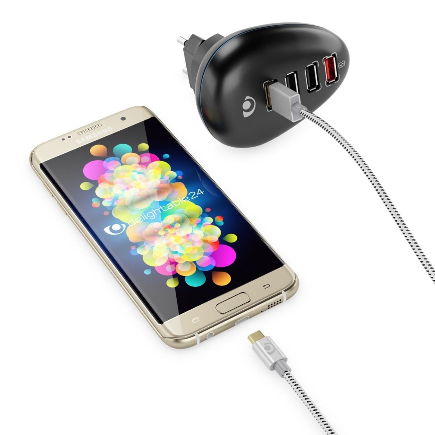 NALIA 1m Micro USB Kabel, Stabiles Nylon umflochtenes Sync Handy High Speed Ladekabel/ Datenkabel kompatibel mit z.B. Android Smartphones, Samsung, Huawei, HTC, LG, Sony, Nokia etc. - Weiß Schwarz