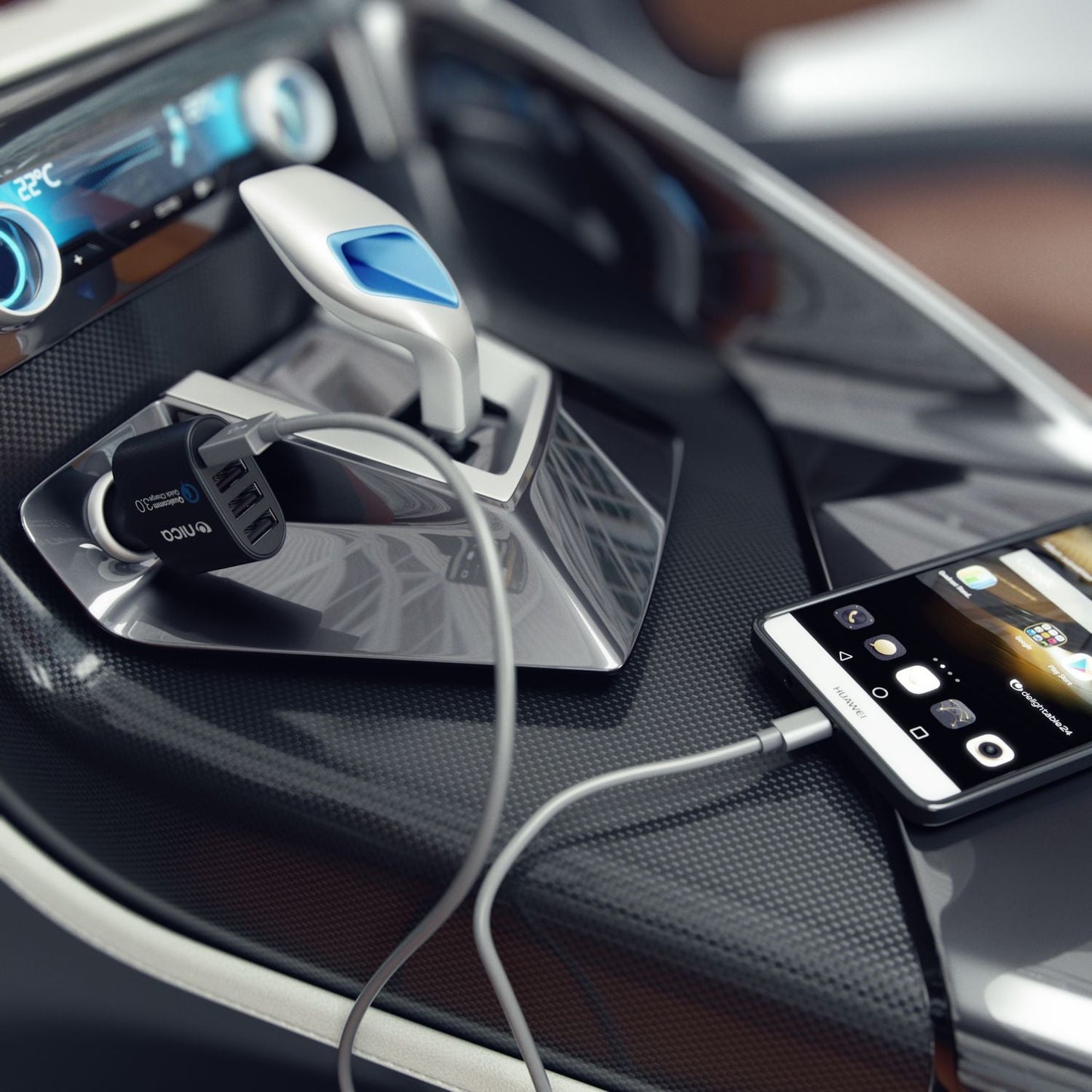 NALIA 4-Port USB Quick-Charge 3.0 Auto-Ladegerät, Car Charger Schnellladegerät Mini Ladestecker Adapter Kfz Zigaretten-Anzünder Power Ladeadapter kompatibel mit iPhone Samsung Huawei Sony Navi Tablet