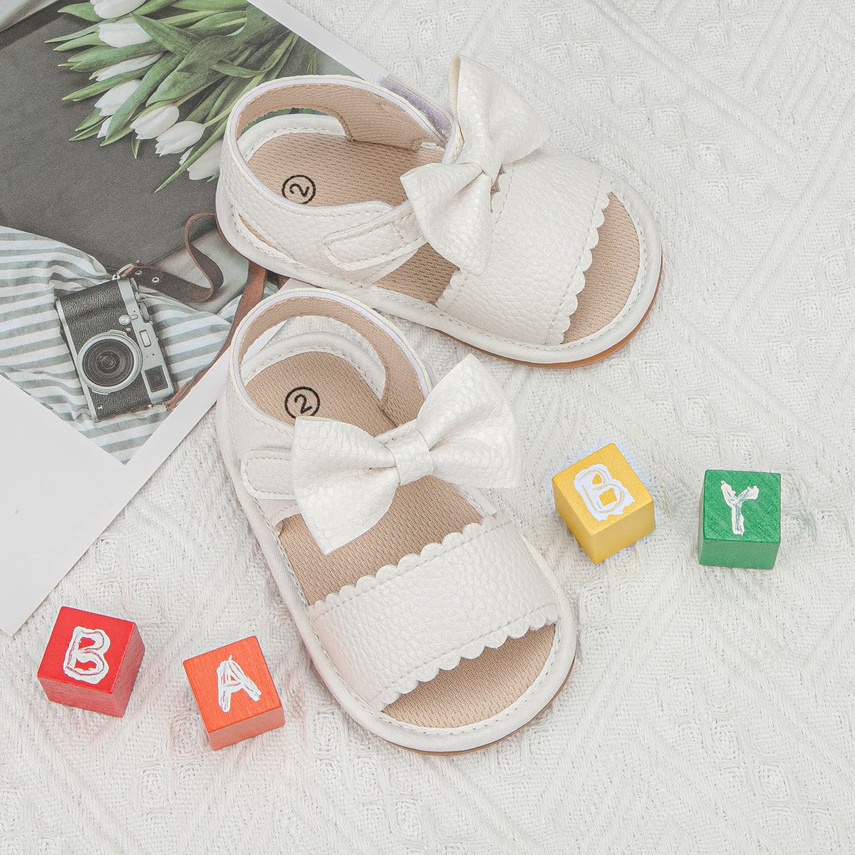 Sonsage Infant Baby Girls Boys Summer Sandals Newborn Bow Crib Sandals Outdoor Beach Toddler PU Leather Soft Rubber Sole Dress Flat First Walking Shoes, a01 Black, 3-18 Months