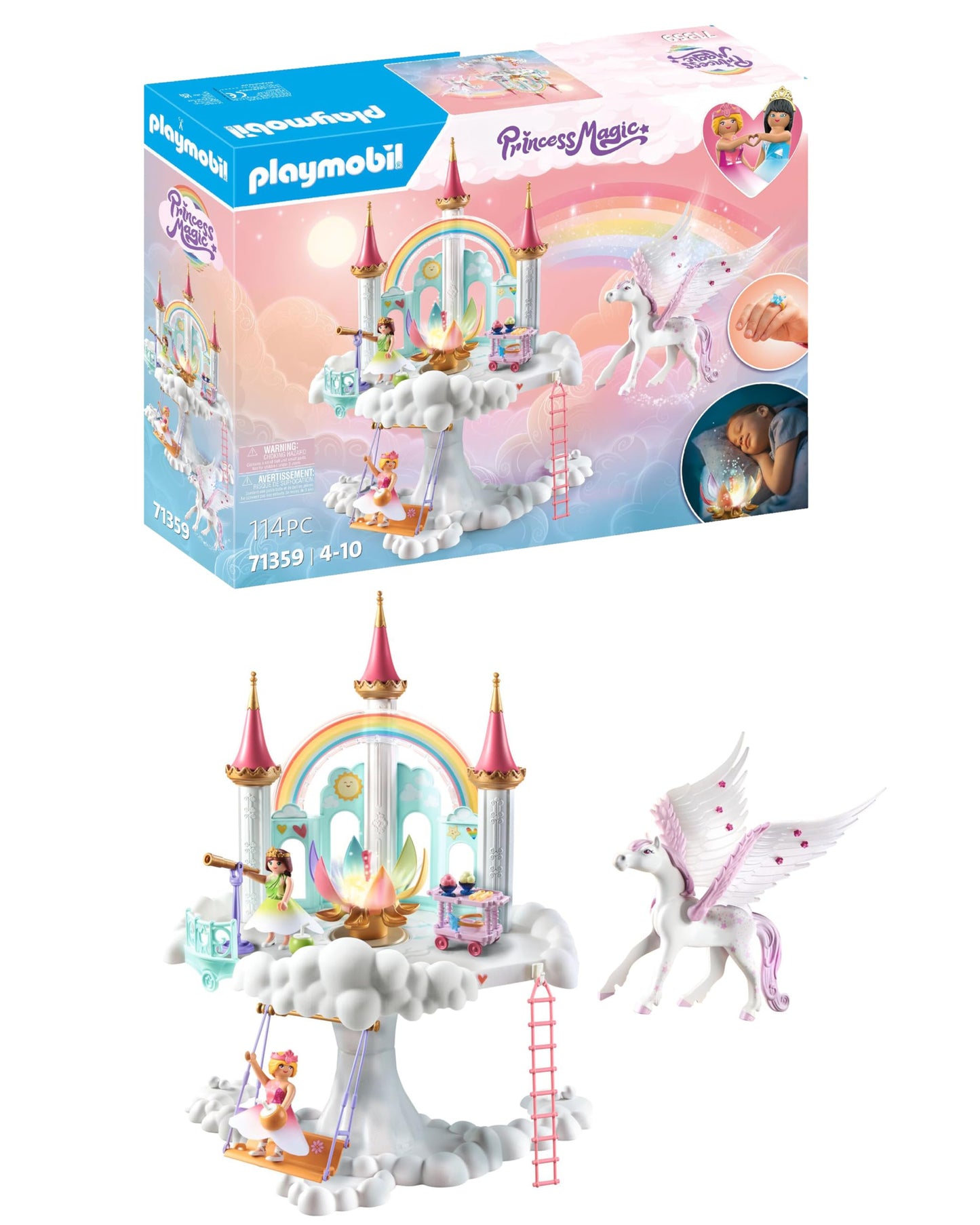 PLAYMOBIL Princess Magic 71360 Heavenly Baby Cloud, Magic Nursery in the Clouds, Includes Baby Cradle, Rocking Horse, Teddy Bear and More, Toy for Children from 4 Years