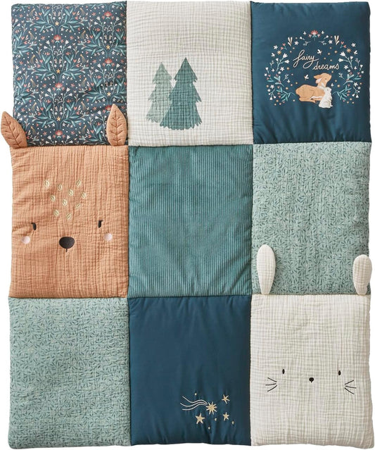Vertbaudet Baby Play Mat/Playpen Mat Magic Forest Oeko-Tex Green Printed 100X100