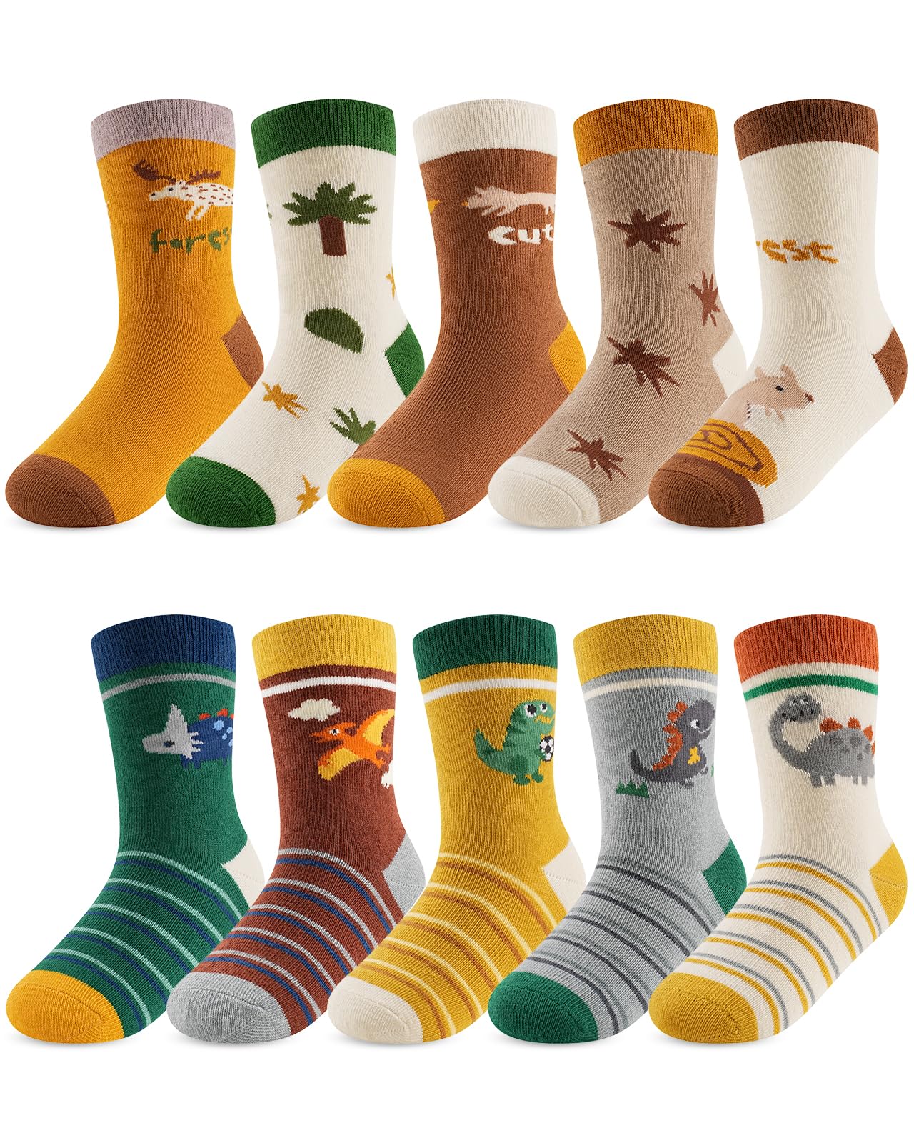 Kyopp 10 Paar Socken Kinder Mädchen und Jungen Funny Socken Lustig Animals Cotton Socken Crew Socks Winter/Sommer