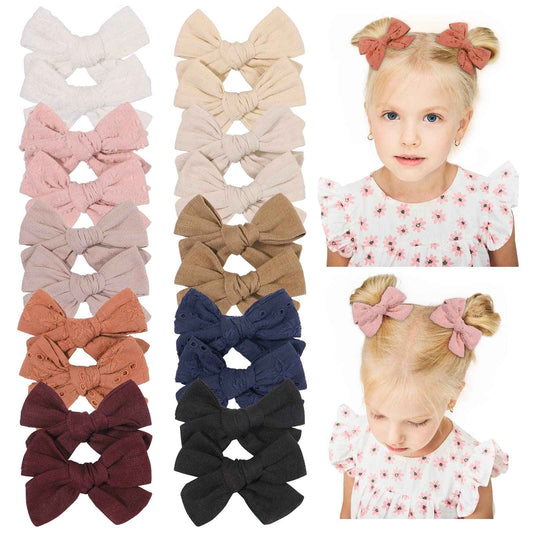 Pack of 20 Baby Girls Hair Bows Clips Fully Lined Hair Clips Hair Accessories for Little Girls Toddler Children Teenagers (1-Light Multi-coloured)