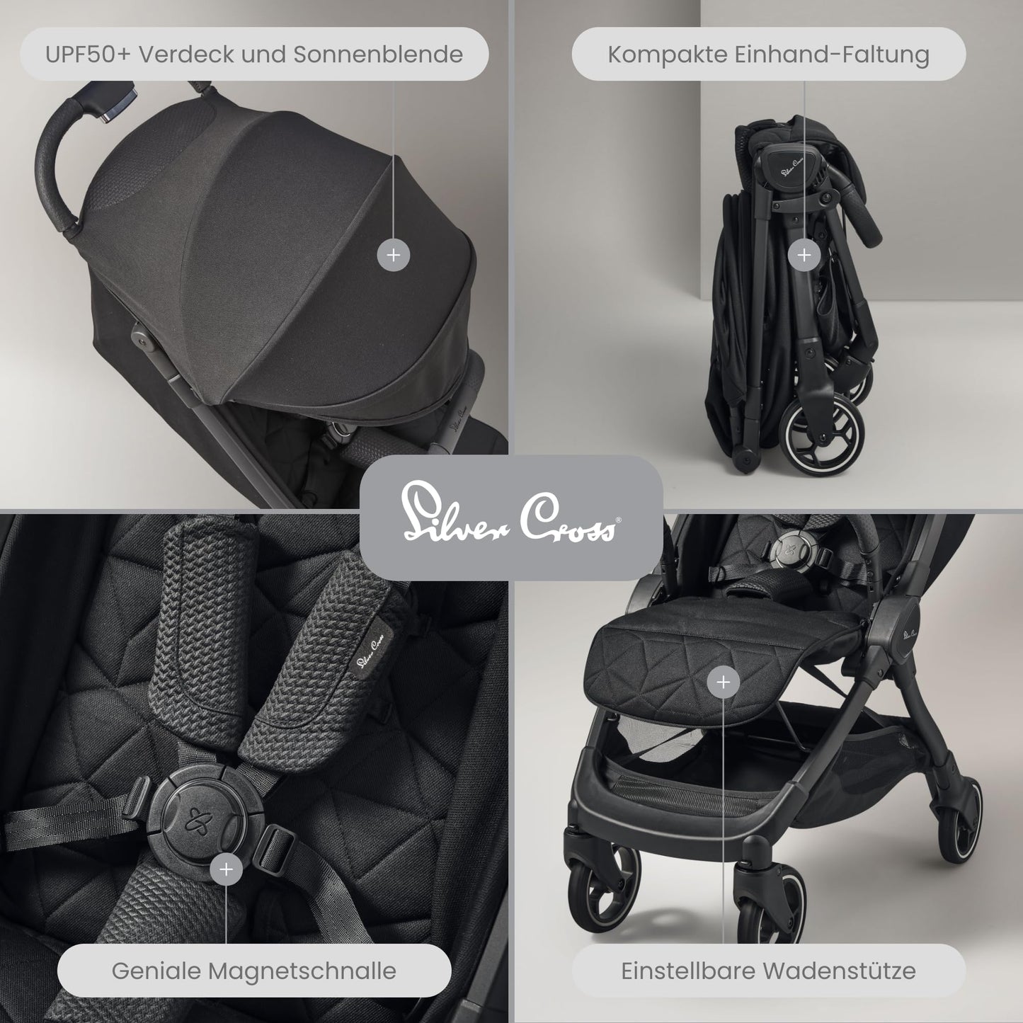 Silver Cross | Clic Compact Stroller | Travel Stroller | Foldable & Lightweight Stroller | Cabin Size | Newborn - 4 Years | Almond