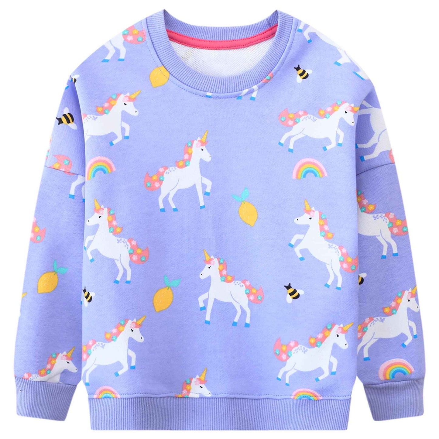 Baogaier Sweatshirt Mädchen Pullover Baumwolle Leichtgewicht Casual Sport Langarmshirt Pailletten Pelzig Tierdruck Kinder Kleidung Langarm Rundhalsausschnitt Tops 2-7 Jahre, Gr.92-122