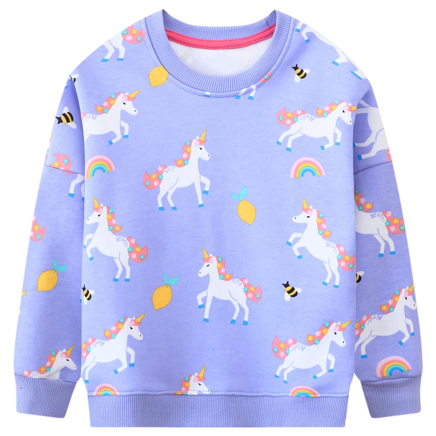 Baogaier Sweatshirt Mädchen Pullover Baumwolle Leichtgewicht Casual Sport Langarmshirt Pailletten Pelzig Tierdruck Kinder Kleidung Langarm Rundhalsausschnitt Tops 2-7 Jahre, Gr.92-122