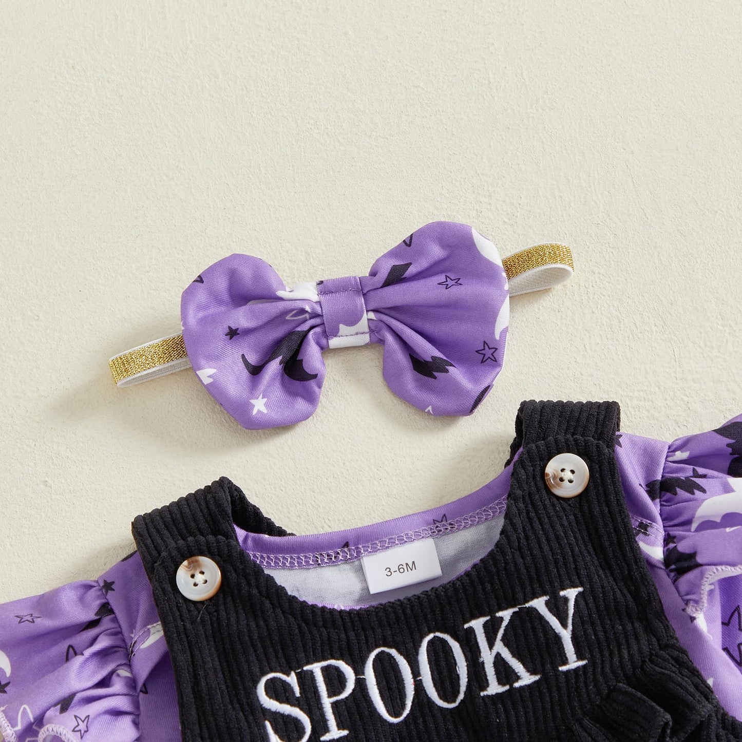 Geagodelia Baby Girl Halloween Clothing Outfit Pumpkin Ghost Baby Clothing Set Body Top + Jumpsuit Dress Newborn Soft Baby Set