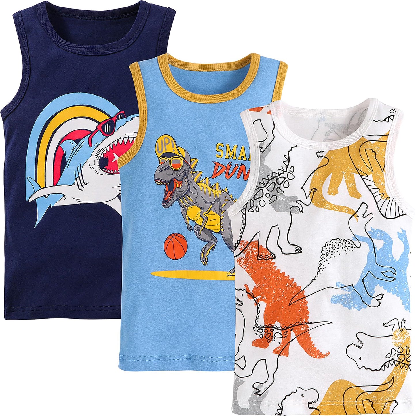 Adorel Jungen Unterhemden Baumwolle Ärmellos Tank Top Unterwäsche 3er-Pack