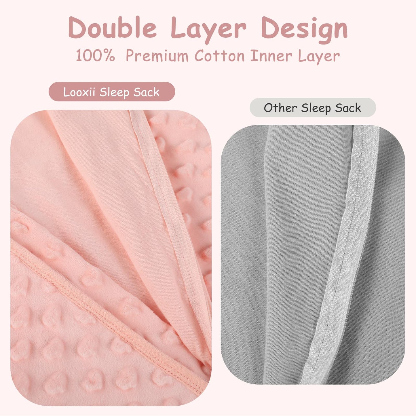 Looxii Baby Sleeping Bag Winter Cotton Winter Sleeping Bag 2.5 TOG Sleeping Bags Warm Baby Sleeping Bag Newborn for Autumn Winter Pink Rabbit 12-18 Months