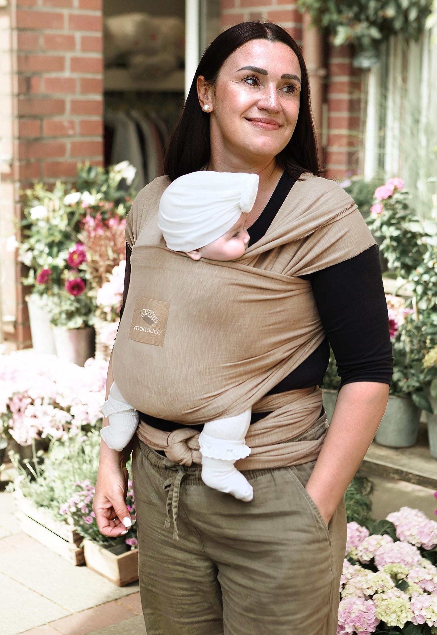 manduca Sling - Babytragetuch - Elastische Babytrage für Neugeborene von der Geburt bis zu 15 kg - Bio-Baumwolle - GOTS zertifiziert