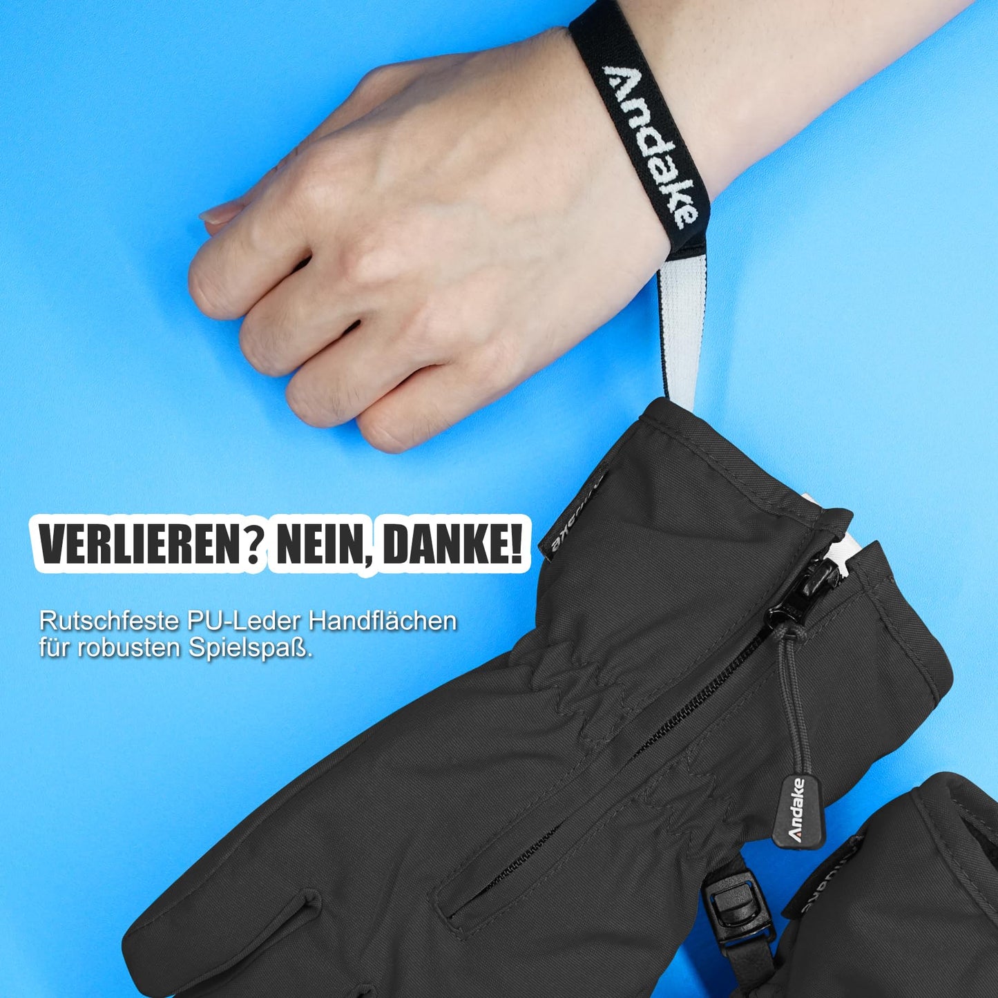 Andake Children's gloves, windproof, waterproof, warm winter gloves, skiing, outdoor sports, riding gloves, boys and girls