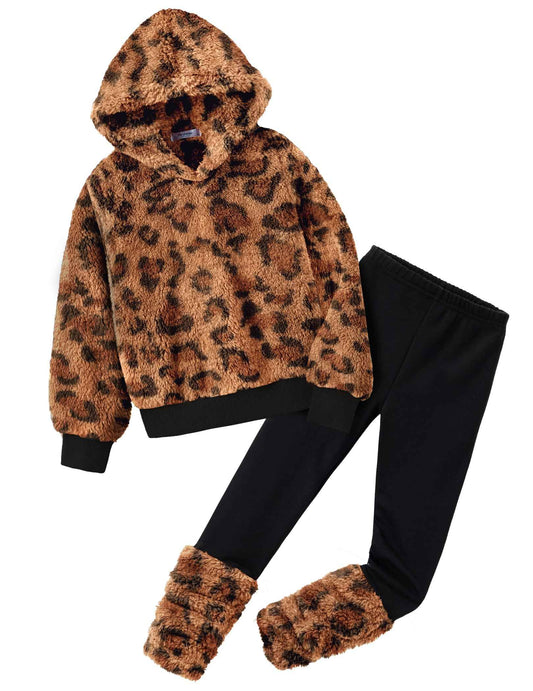 Arshiner Girls' Clothing Sets Winter Children's Hoodie with Leggings Set Warm Cuddly Padded Clothing Two Piece Outfits for Girls 5-14 Years