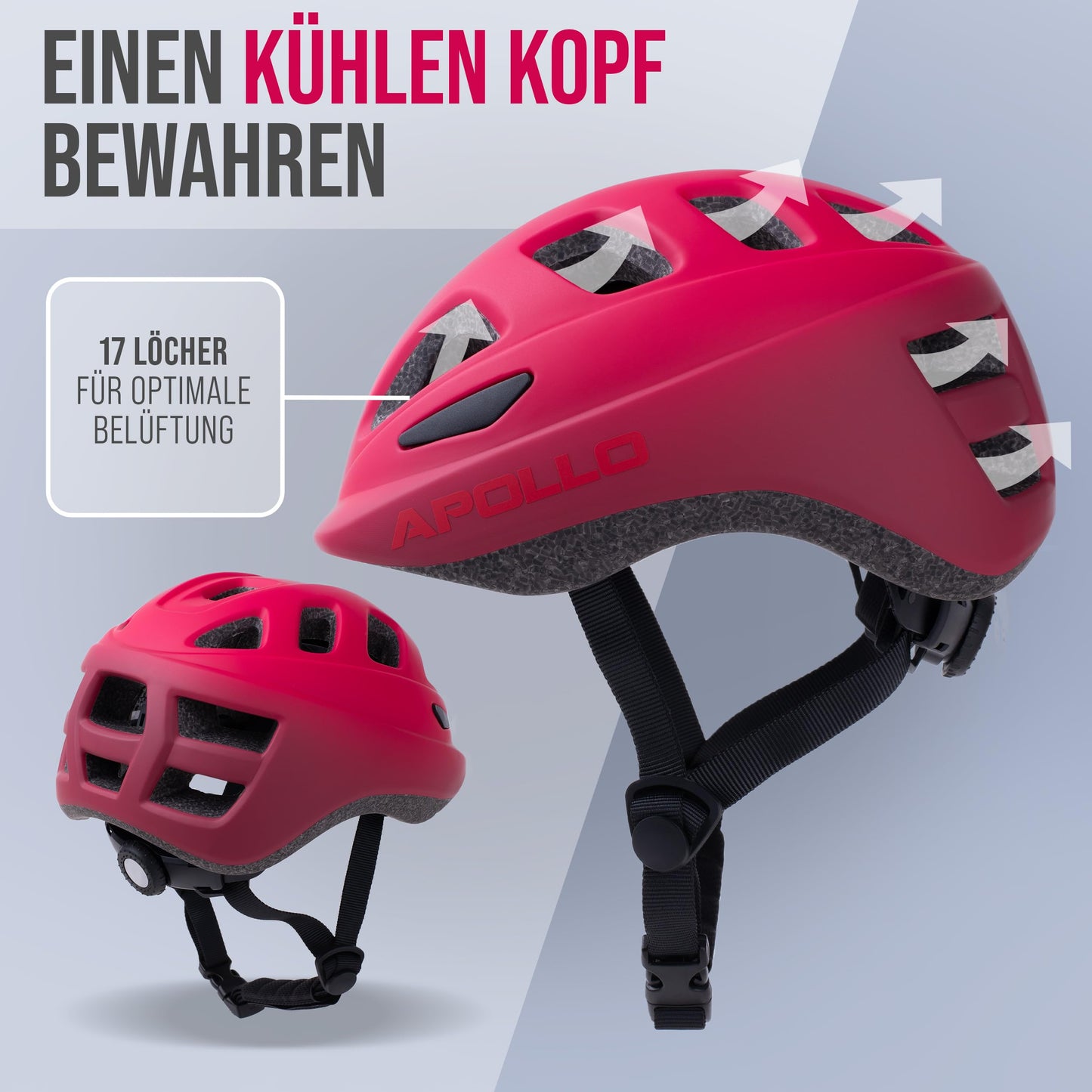 Apollo Kinder Fahrradhelm, Helm für Kinder & Jugendliche, Multisport Helm, Fahrradhelm Mädchen, Fahrradhelm Jungen, Kinderhelm ab 3 Jahre, Verstellbarer Kinder-Helm, ab Größe 48, für Fahrrad & Roller