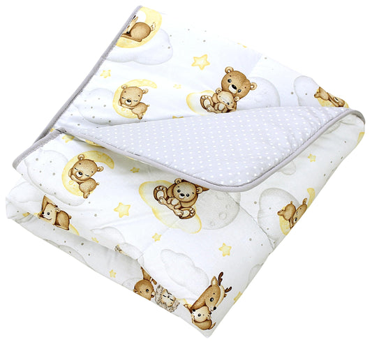 TupTam Krabbeldecke für Baby 120x120 cm - Gepolsterte Spieldecke Baby Baumwolle, XXL, OEKO-TEX, Weich & Hautfreundlich, Farbe: Wald/Beige - Meloni2